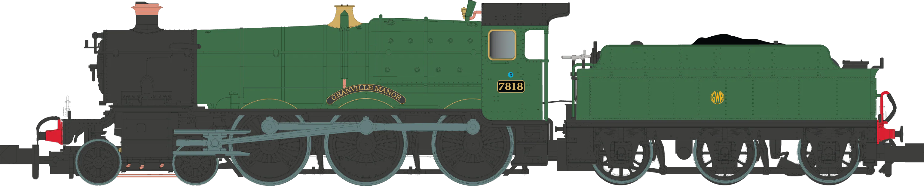 2S-001-005S 4-6-0 Granville Manor 7818 Green Shirt Button Steam Locomotive - DCC Sound - Image 2