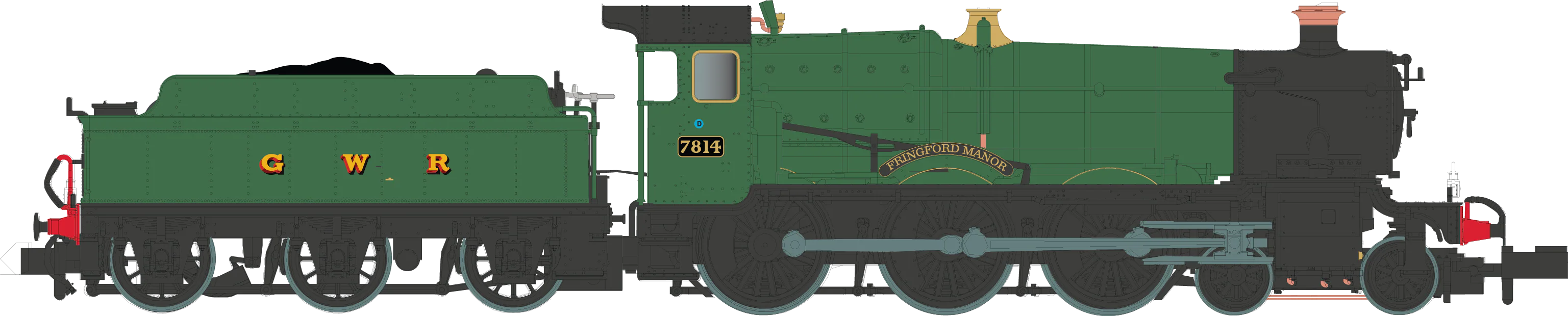 2S-001-006 4-6-0 Fringford Manor 7814 Green Shirt GWR Steam Locomotive