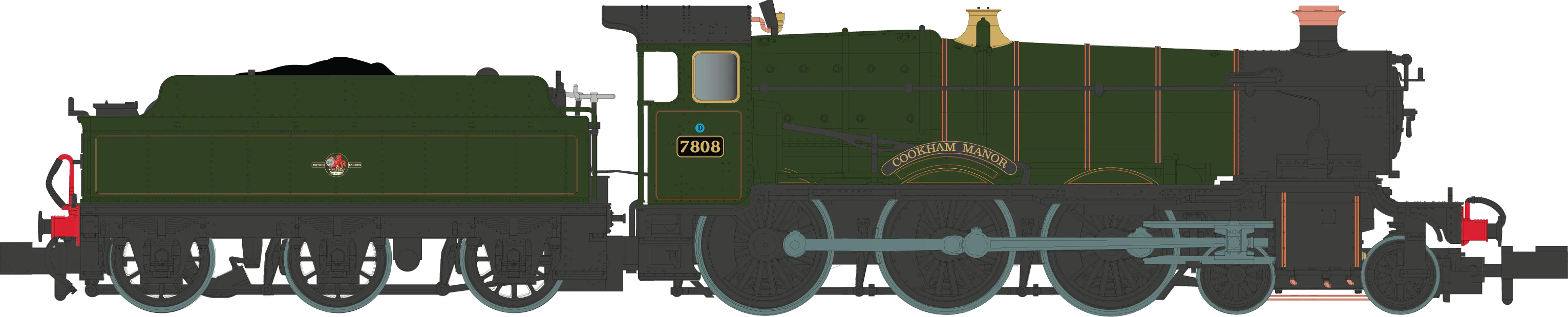 2S-001-011D 4-6-0 Cookham Manor 7808 Lined BR Green Late Crest - DCC Fitted