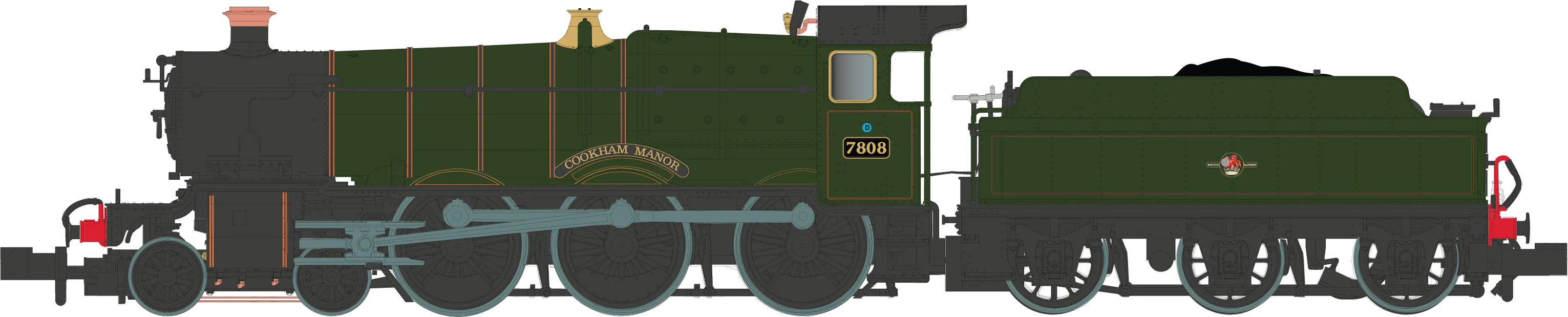 2S-001-011D 4-6-0 Cookham Manor 7808 Lined BR Green Late Crest - DCC Fitted - Image 2