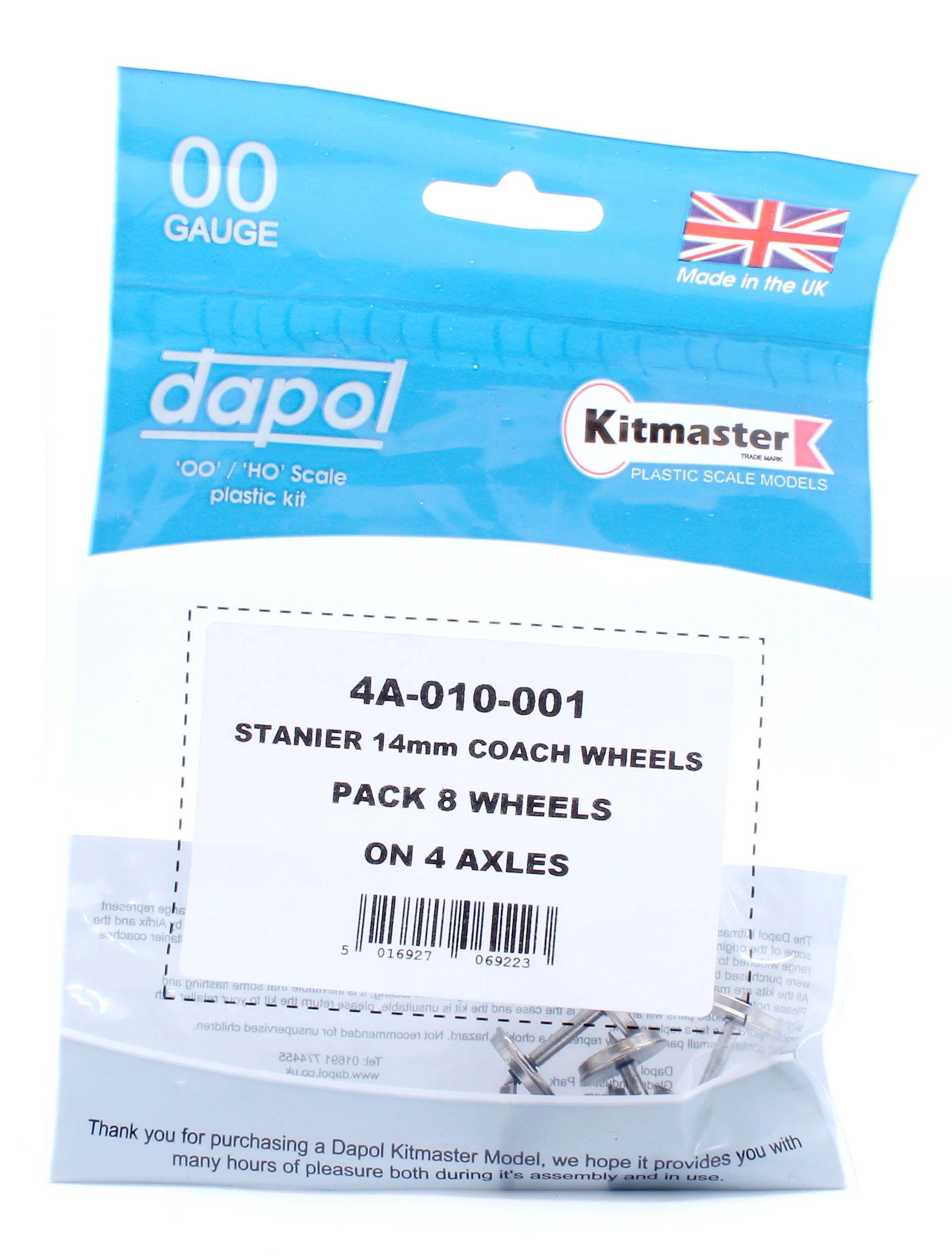 4A-010-001 Stanier Coach Wheels Pack 8 wheels on 4 axles