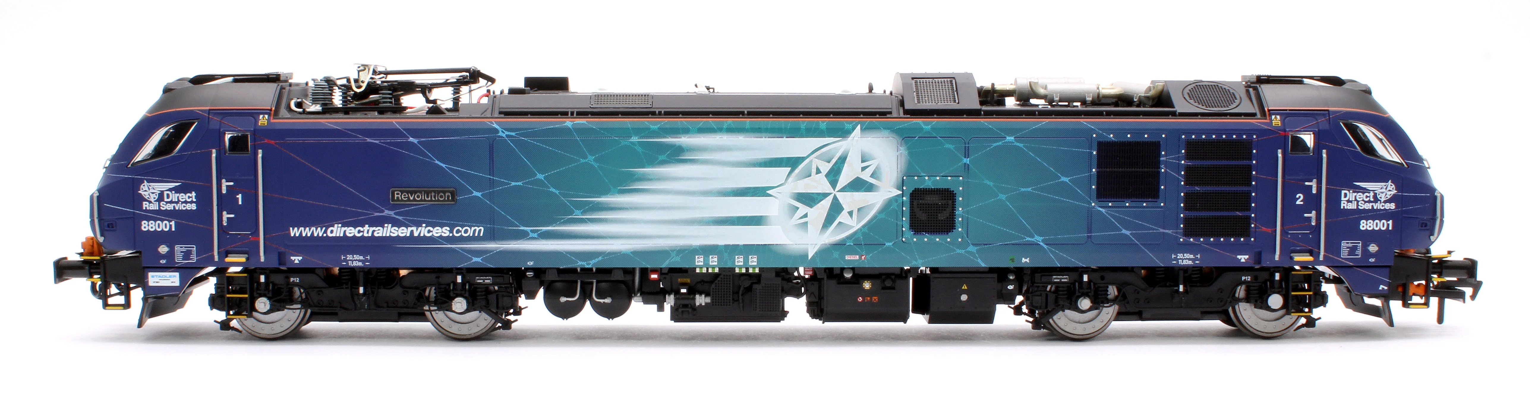 4D-088-001S Class 88 'Revolution' 88001 DRS Electro-Diesel Locomotive (DCC Sound & Working Pantograph) - Image 6
