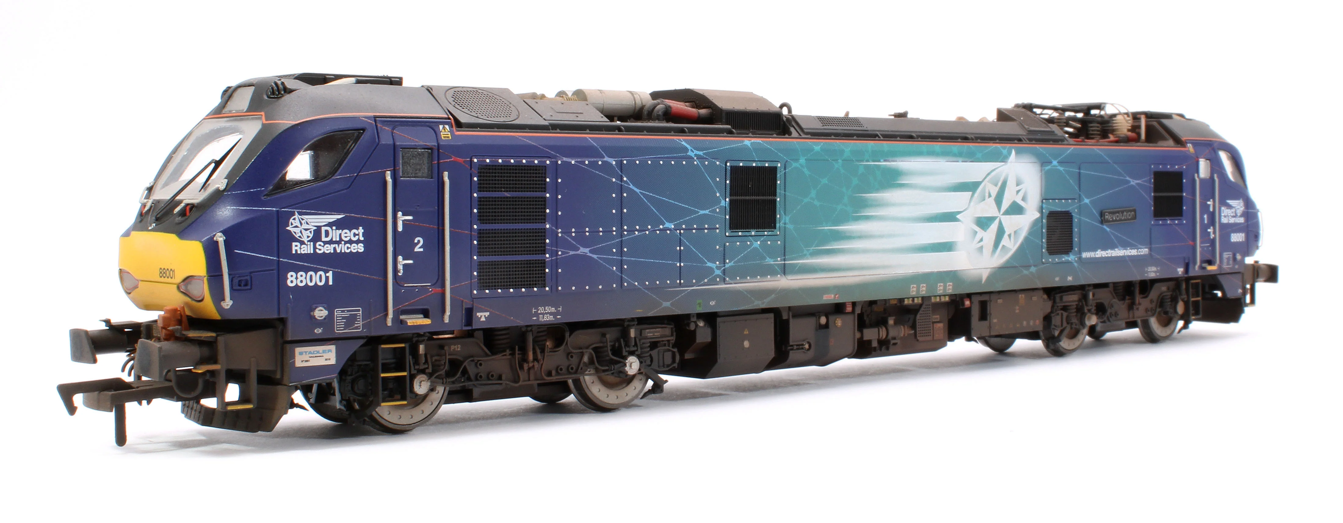 4D-088-001W Highly Detailed Premium Weathered Class 88 'Revolution' 88001 DRS Electro-Diesel Locomotive - Image 3