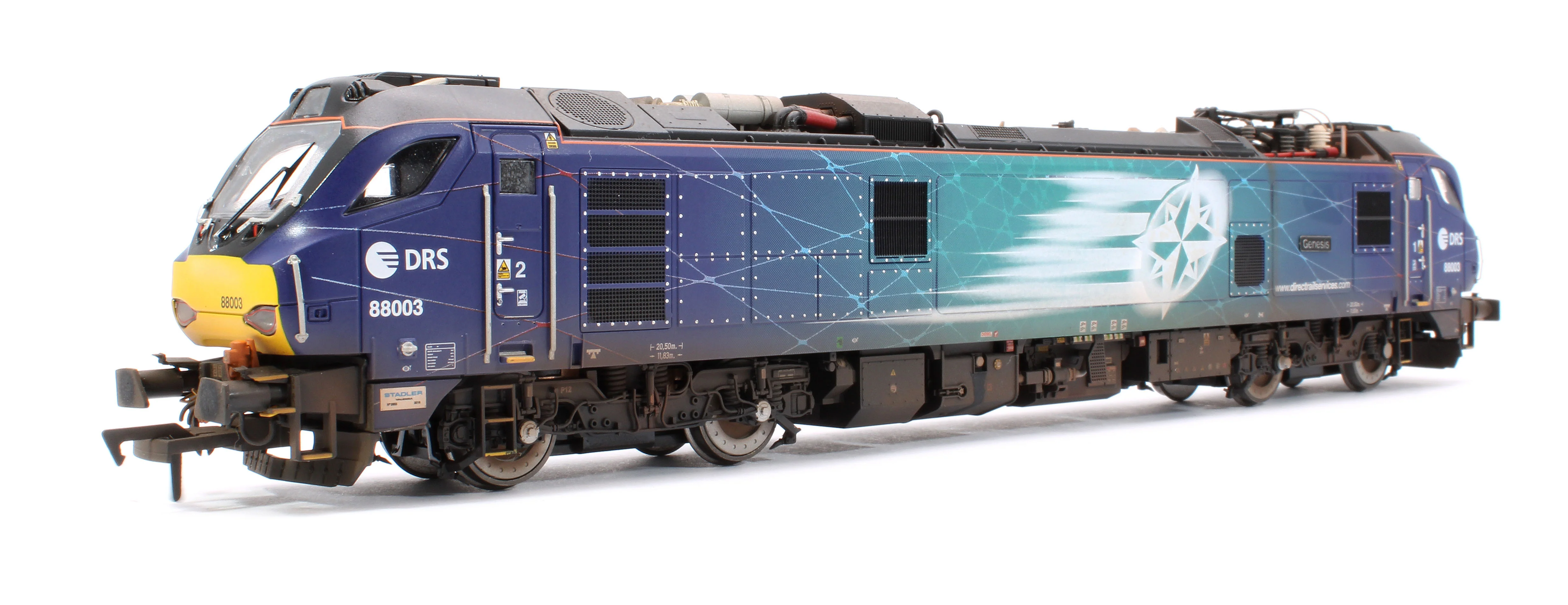 4D-088-002SW Highly Detailed Premium Weathered Class 88 'Genesis' 88003 DRS Electro-Diesel Locomotive (DCC Sound & Working Pantograph) - Image 3