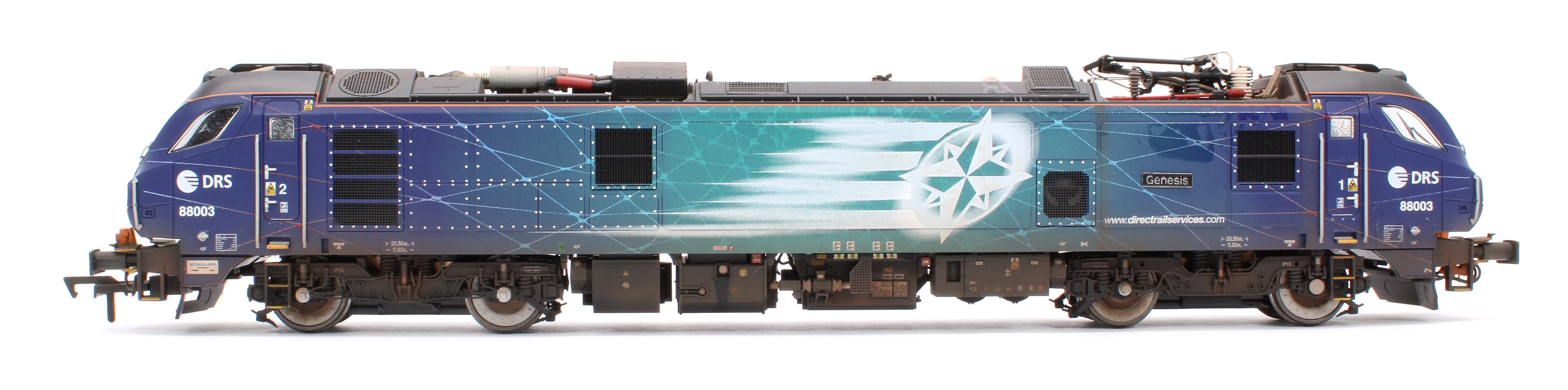 4D-088-002SW Highly Detailed Premium Weathered Class 88 'Genesis' 88003 DRS Electro-Diesel Locomotive (DCC Sound & Working Pantograph) - Image 5