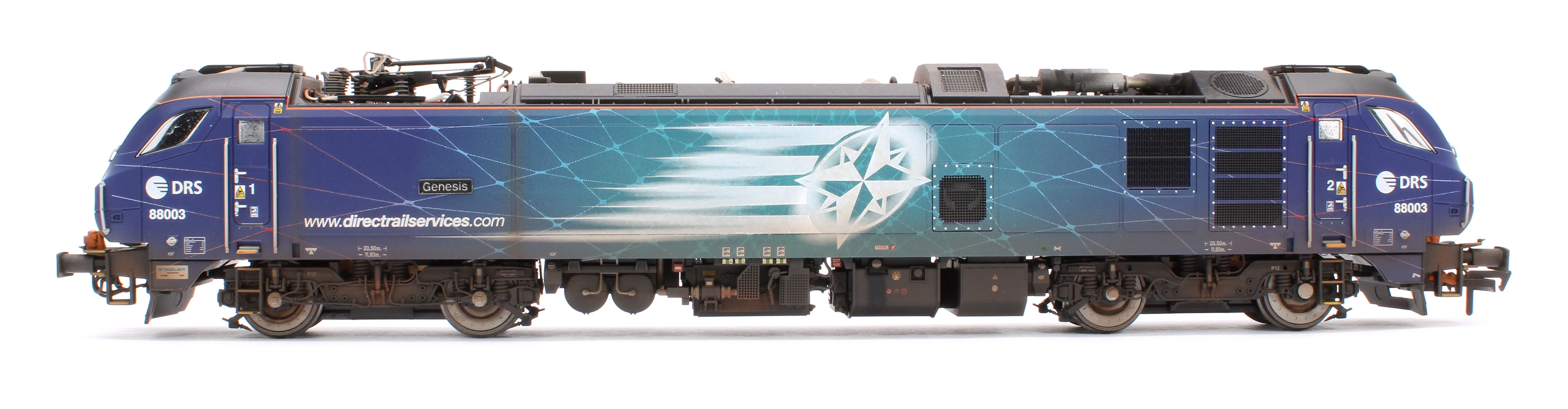 4D-088-002SW Highly Detailed Premium Weathered Class 88 'Genesis' 88003 DRS Electro-Diesel Locomotive (DCC Sound & Working Pantograph) - Image 6