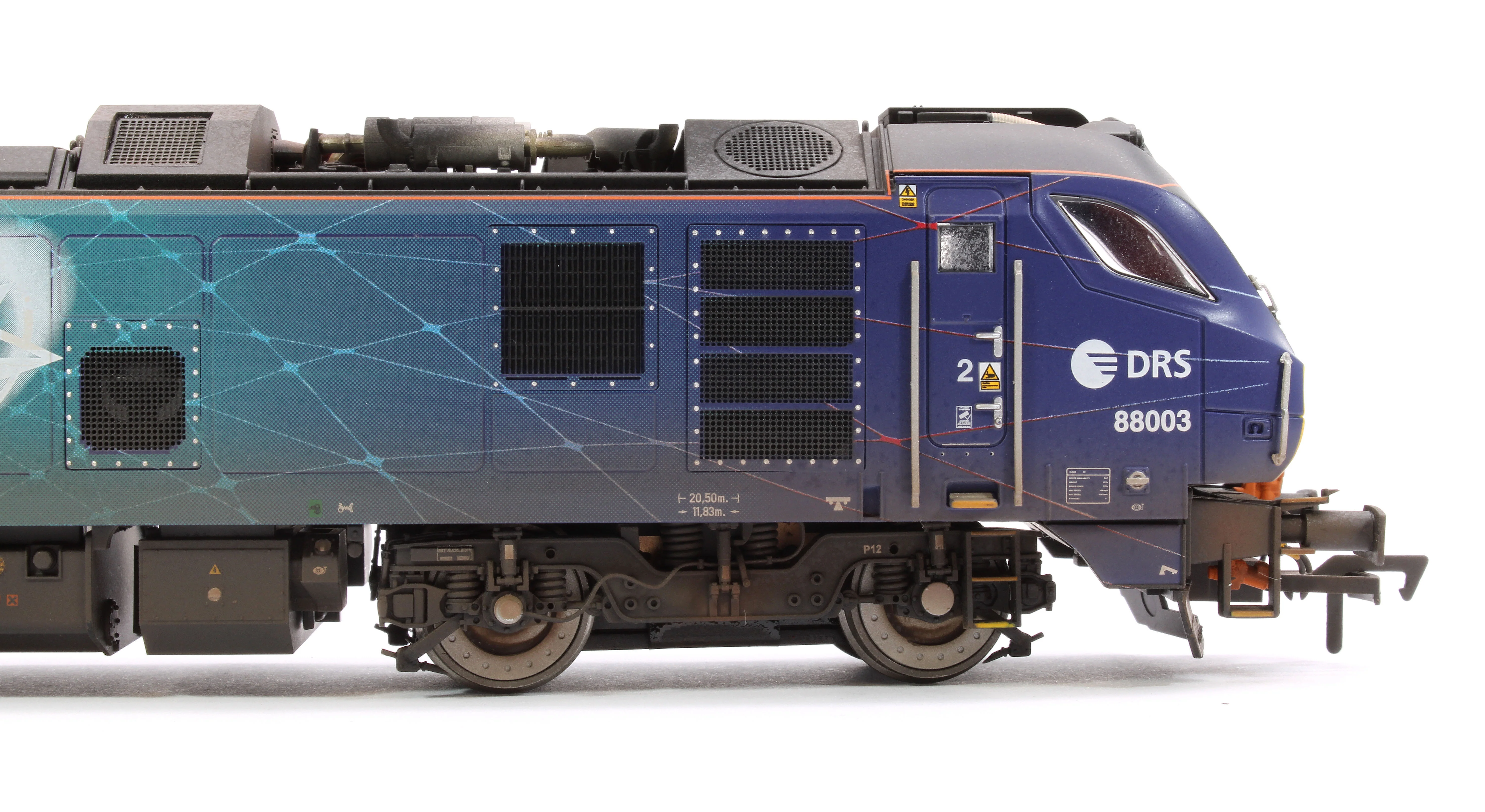 4D-088-002SW Highly Detailed Premium Weathered Class 88 'Genesis' 88003 DRS Electro-Diesel Locomotive (DCC Sound & Working Pantograph) - Image 8