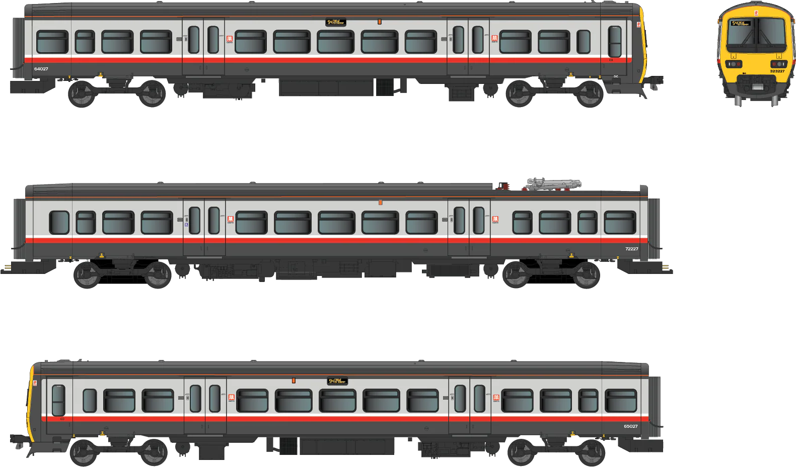4D-323-002D Class 323 323227 Regional Railways Greater Manchester PTE 3 Car EMU Set - DCC Fitted