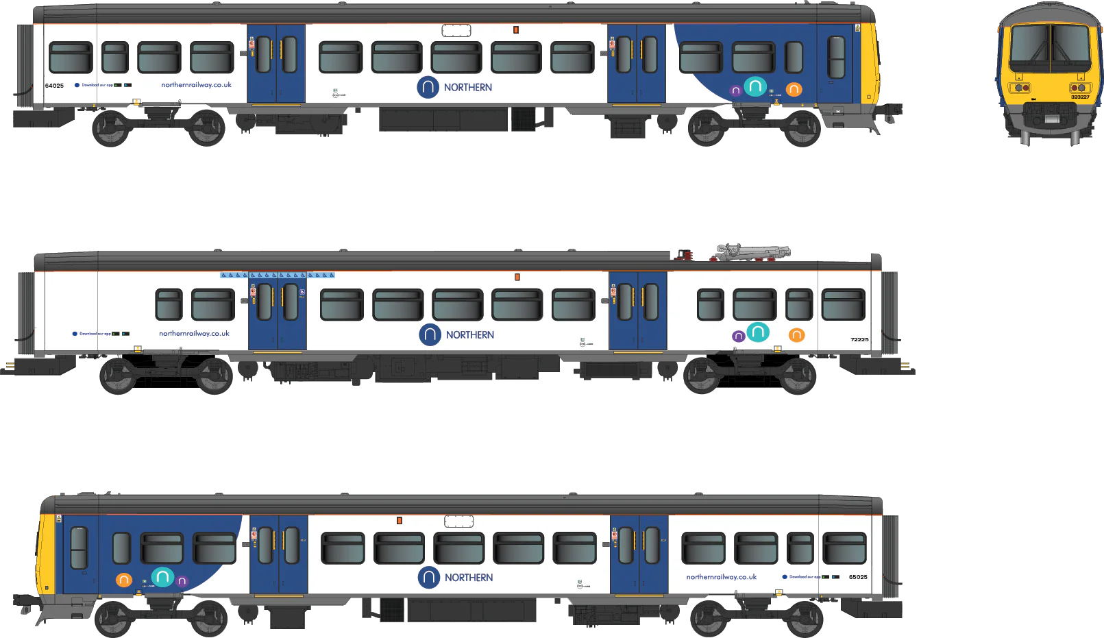 4D-323-006S Class 323 323225 Northern New – White / Blue 3 Car EMU Set - DCC Sound Fitted - Image 5