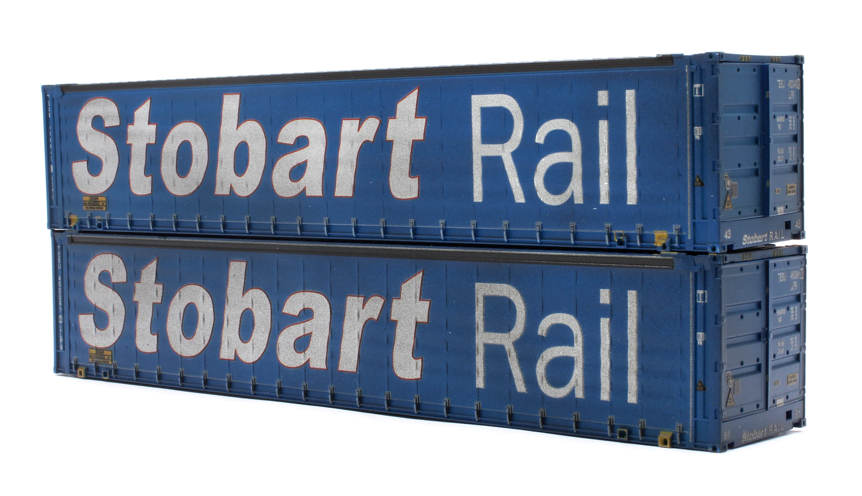 4F-028-155 45 FT Curtain Side Container Stobart Rail 450043-9 & 450091-1 - Weathered - Image 4