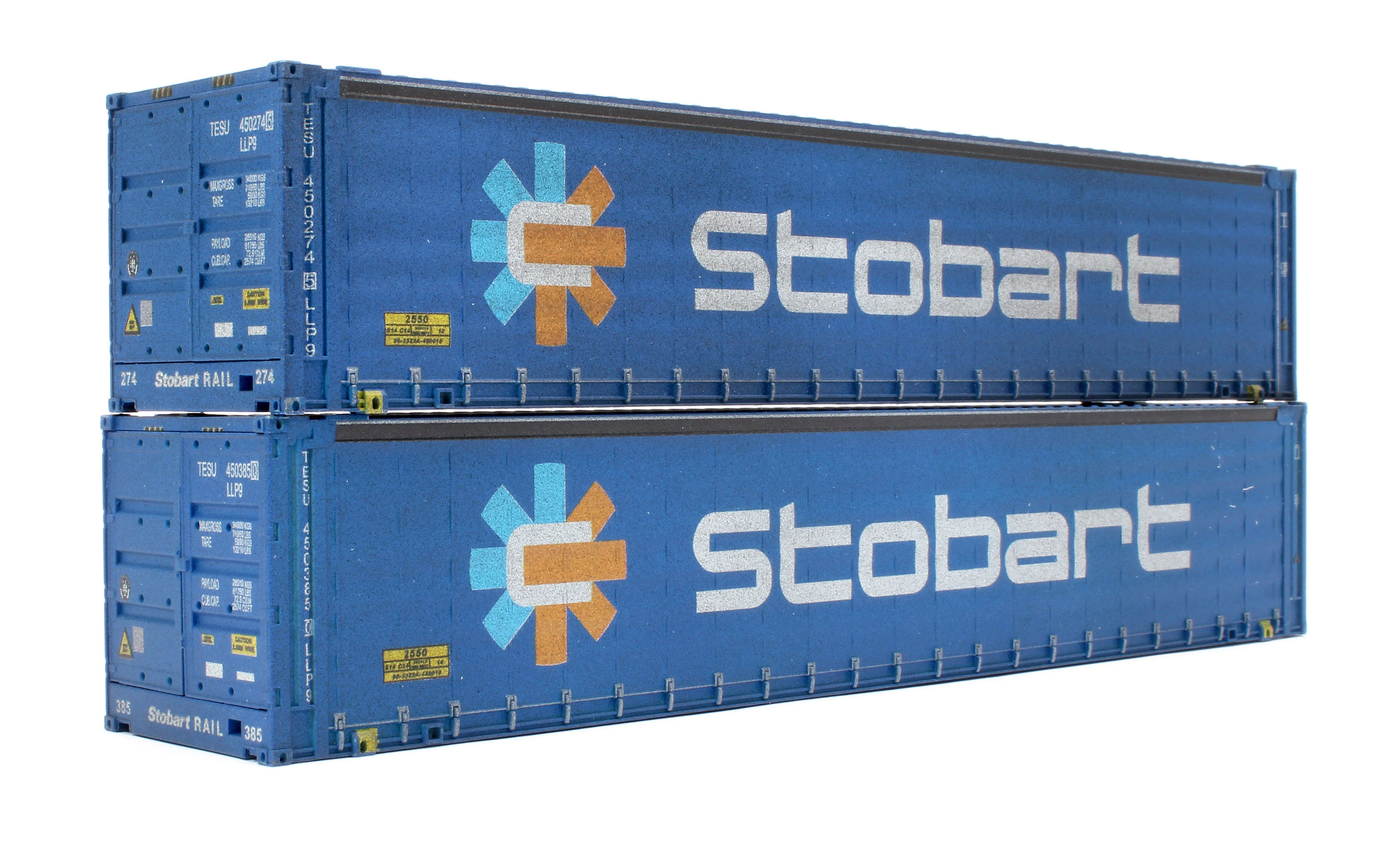 4F-028-218 45 FT Curtain Side Container Stobart Twin Pack - Weathered - Image 3