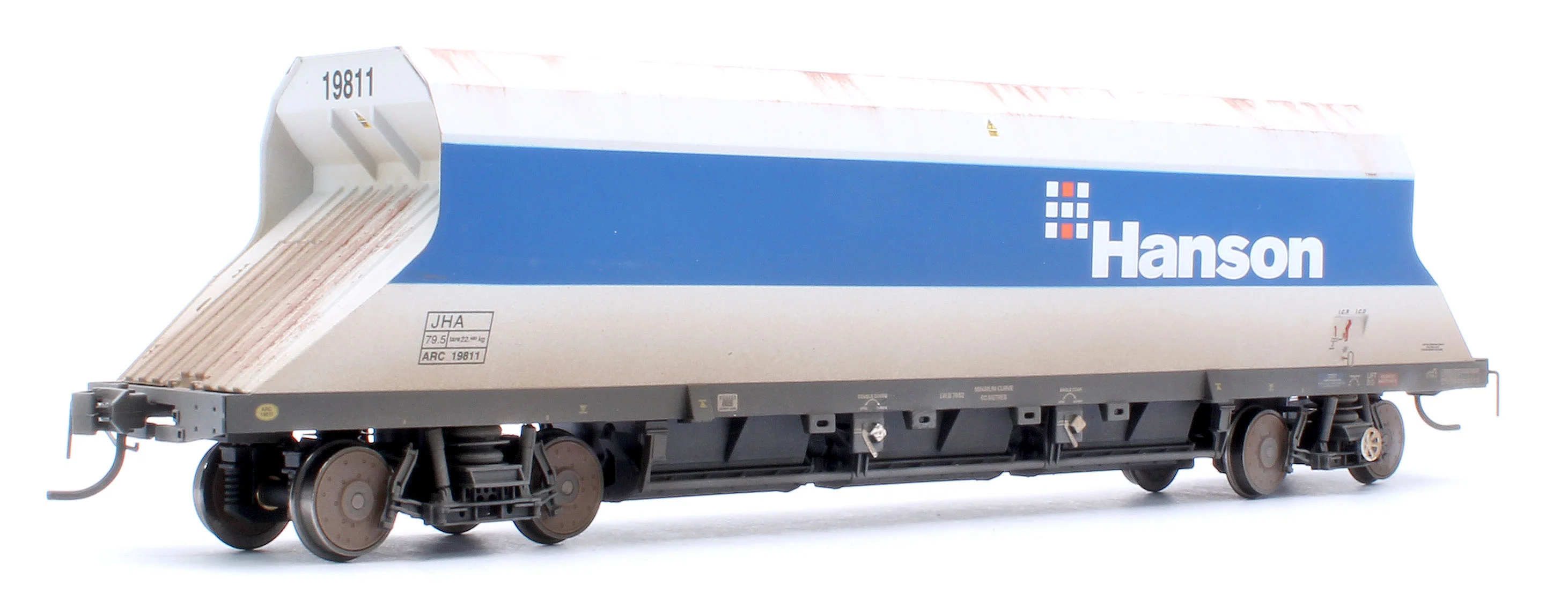 4F-081-105W Custom Weathered P & D JHA (middle hopper) Hanson Blue & Grey 19811