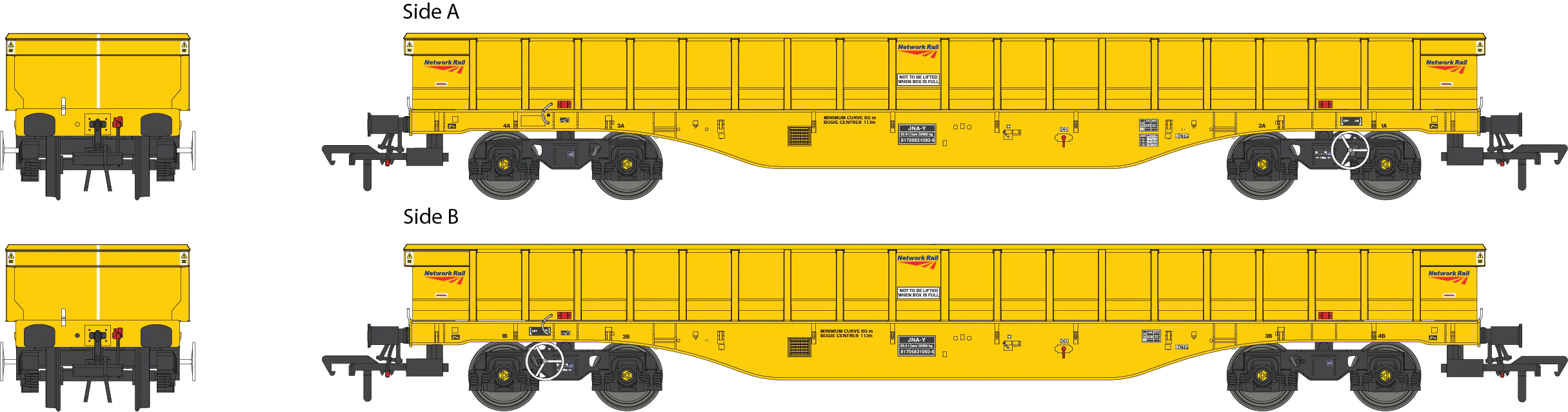 4F-083-002 JNA-Y 'Hawk' Inner Wagon Network Rail Yellow 81705831093-6