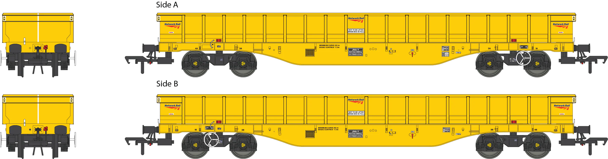 4F-083-004 JNA-Y 'Hawk' Inner Wagon Network Rail Yellow 81705831219-7