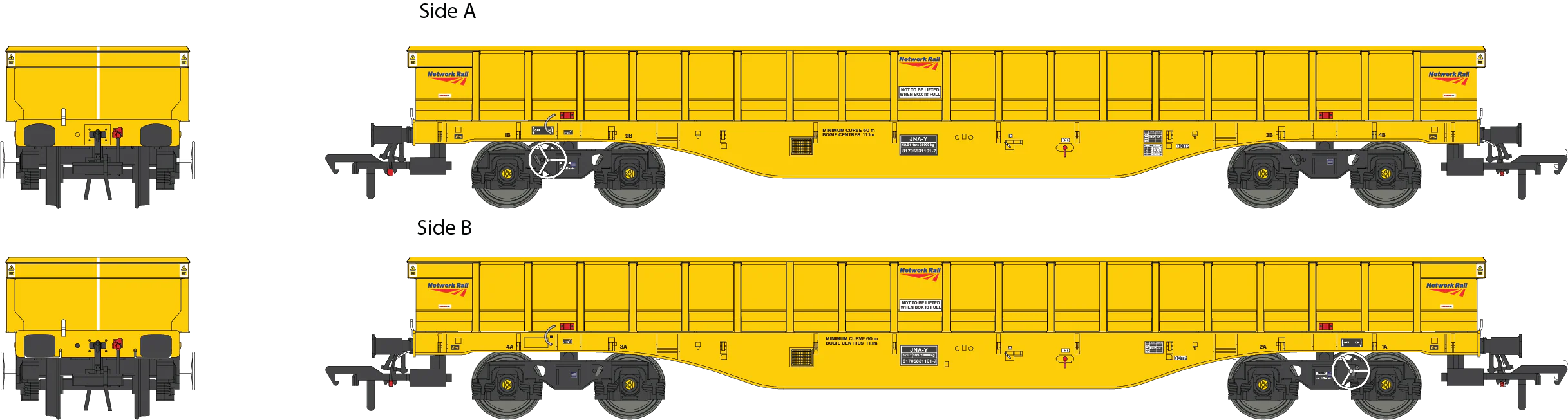 4F-083-005 JNA-Y 'Hawk' Outer Wagon Network Rail Yellow 81705831101-7