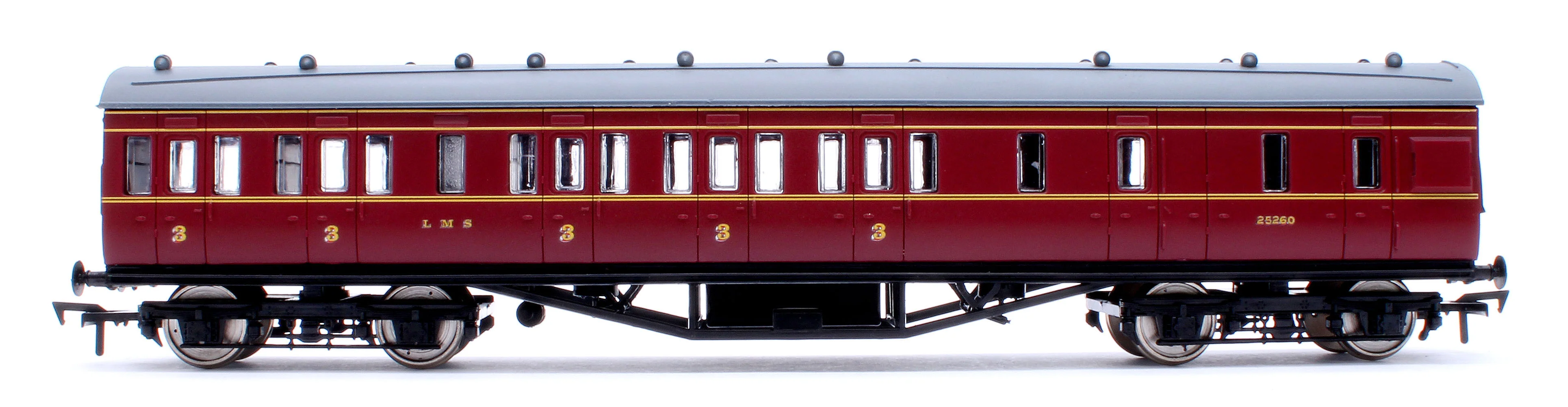 4P-010-251 57ft Stanier Non-Corridor Brake 25260 LMS Lined Maroon - Image 2