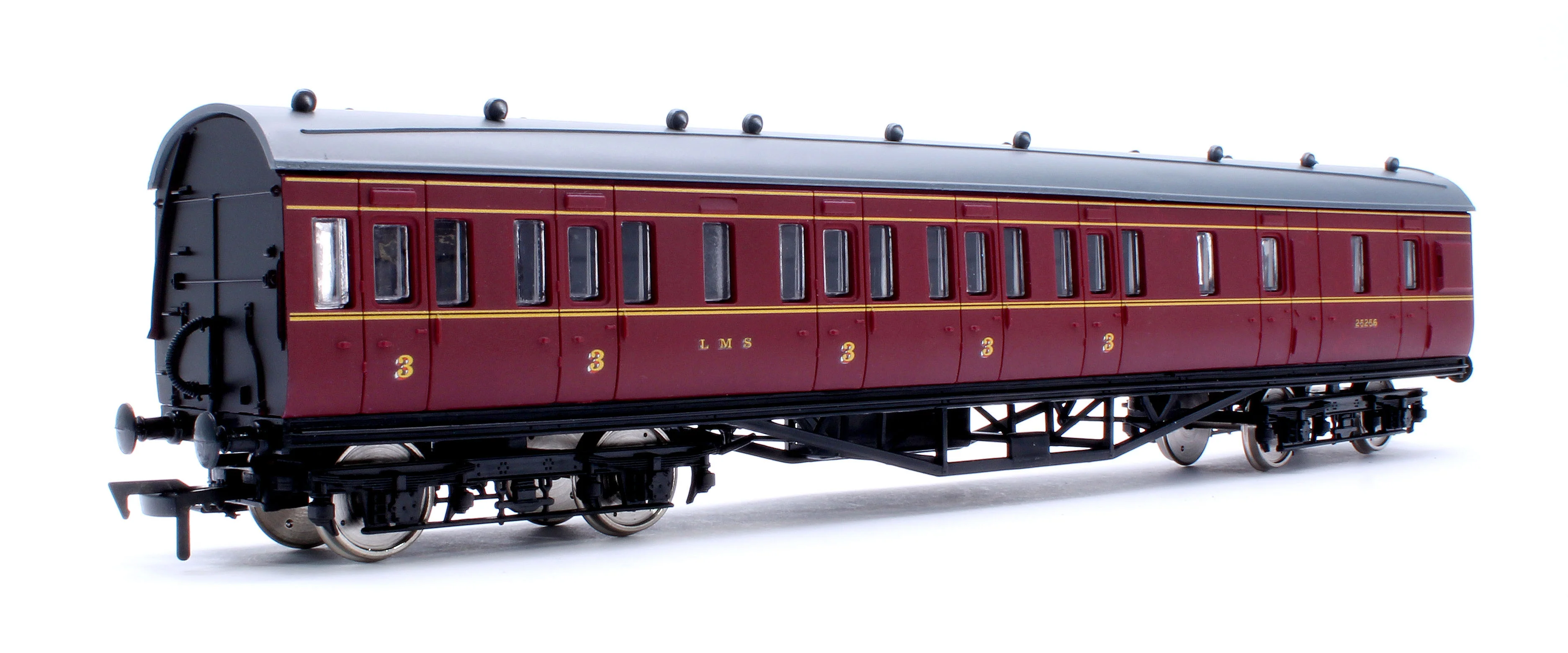 4P-010-252 57ft Stanier Non-Corridor Brake 25256 LMS Lined Maroon