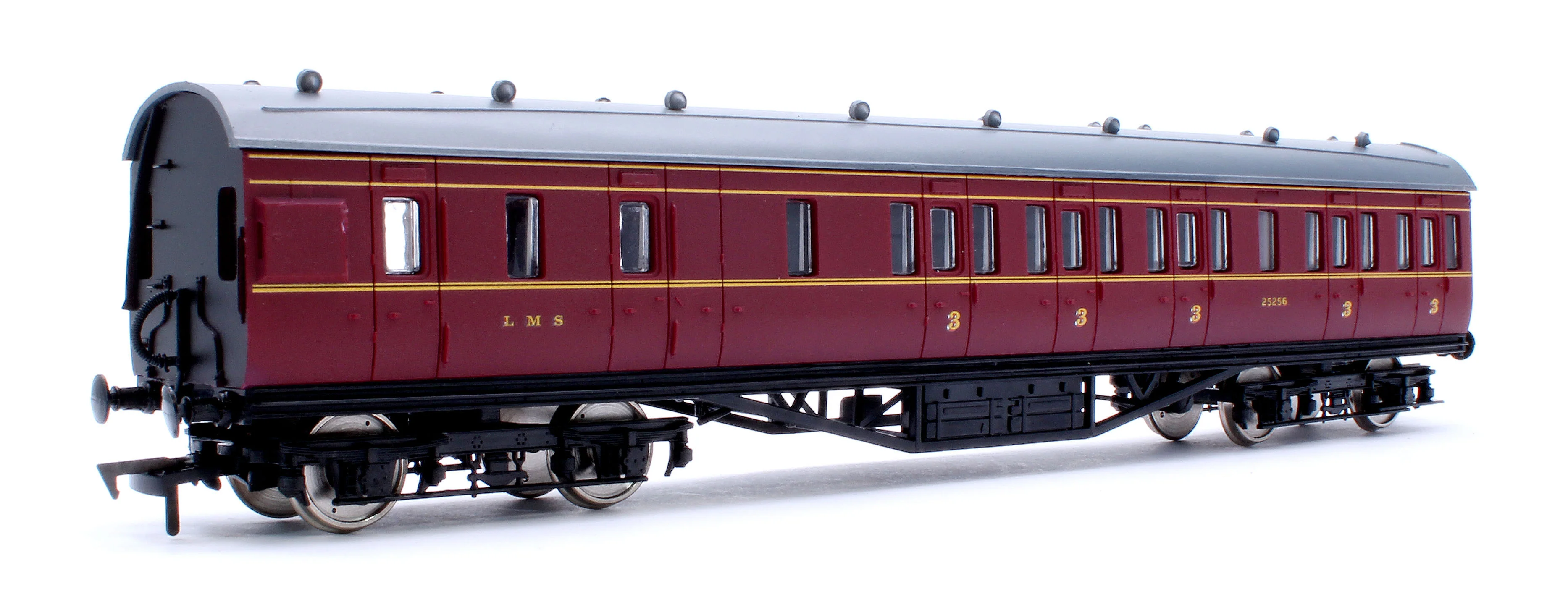 4P-010-252 57ft Stanier Non-Corridor Brake 25256 LMS Lined Maroon - Image 3