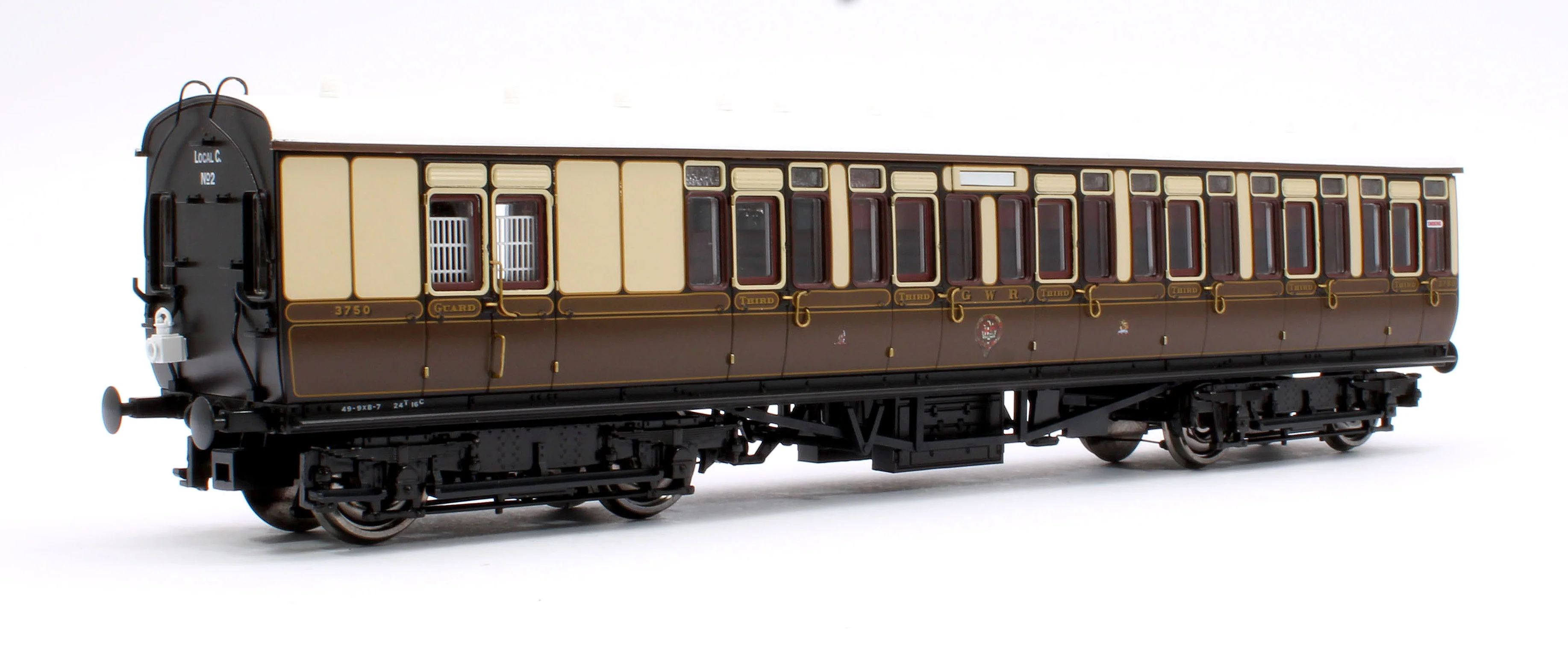4P-020-102 GWR Toplight Mainline City Lined Chocolate & Cream 3rd Brake 3750 Set 2