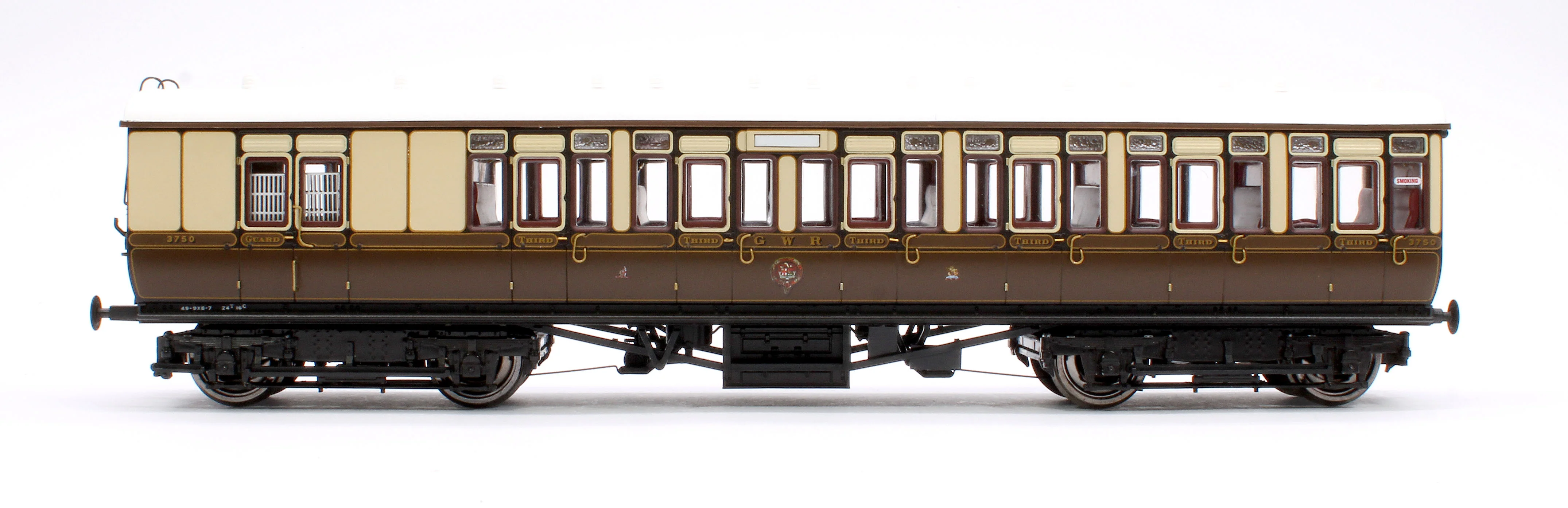 4P-020-102 GWR Toplight Mainline City Lined Chocolate & Cream 3rd Brake 3750 Set 2 - Image 2