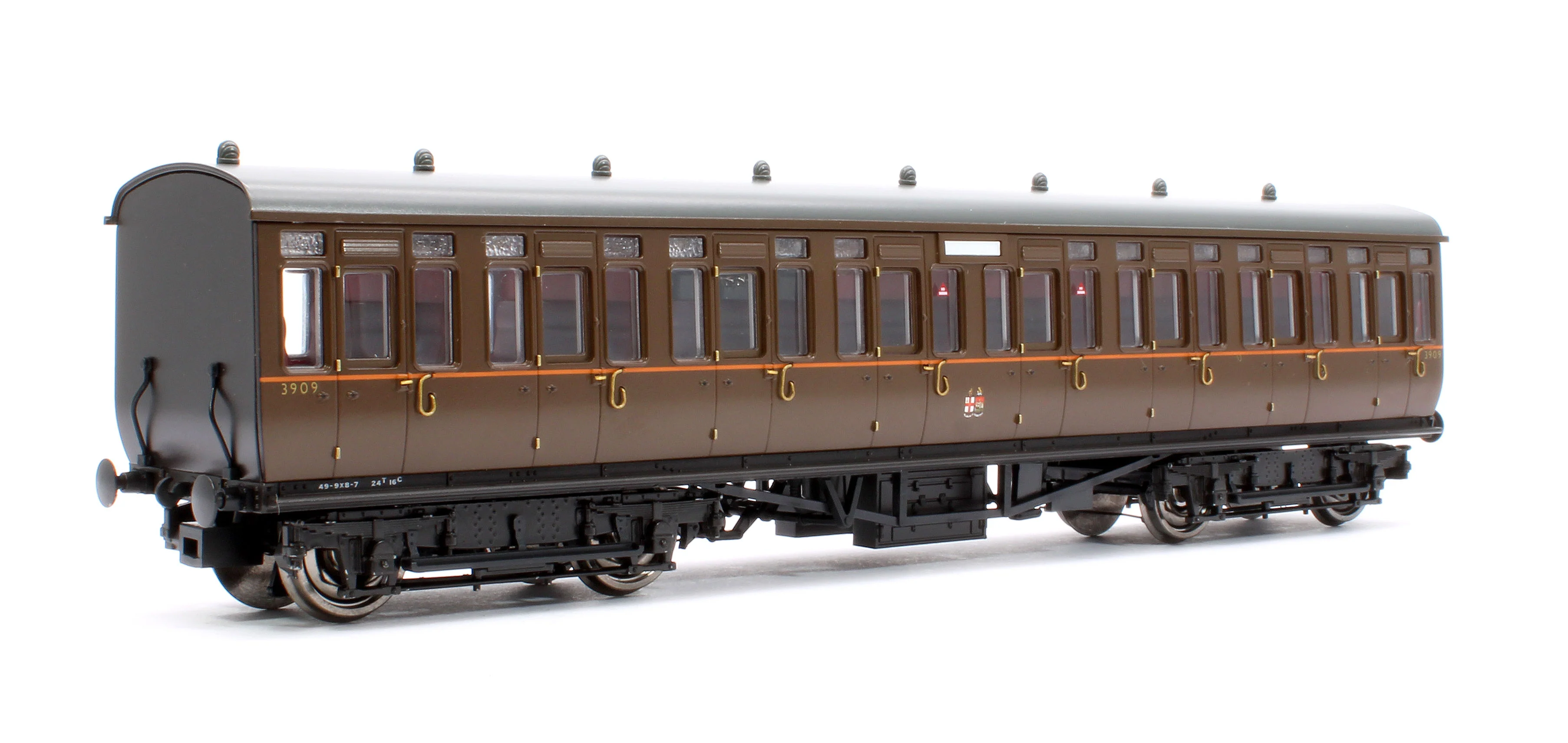4P-020-411 GWR Toplight Mainline City GWR All Brown All Third 3909 Set 5