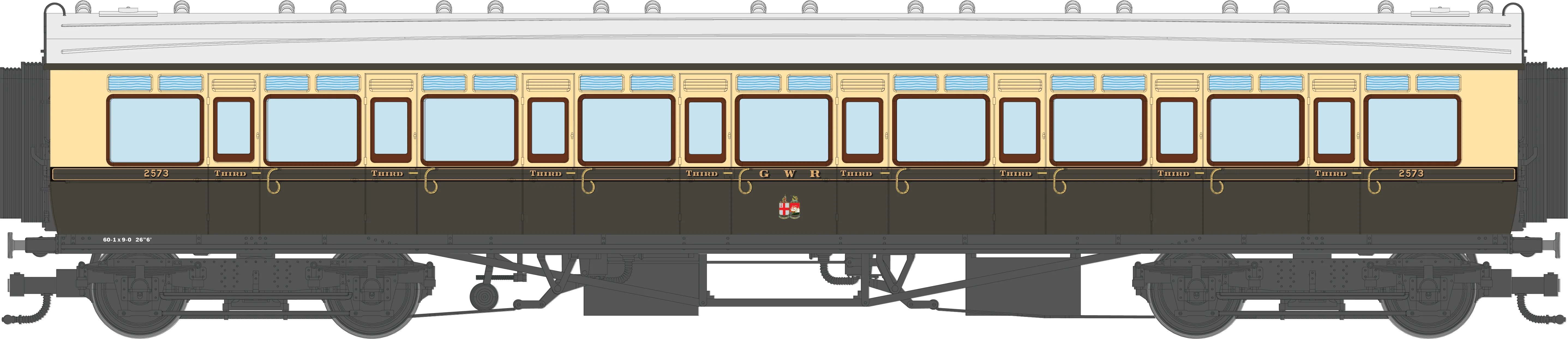 4P-021-201 GWR Corridor Toplight 1930 Chocolate & Cream Twin Cities All Third 2573