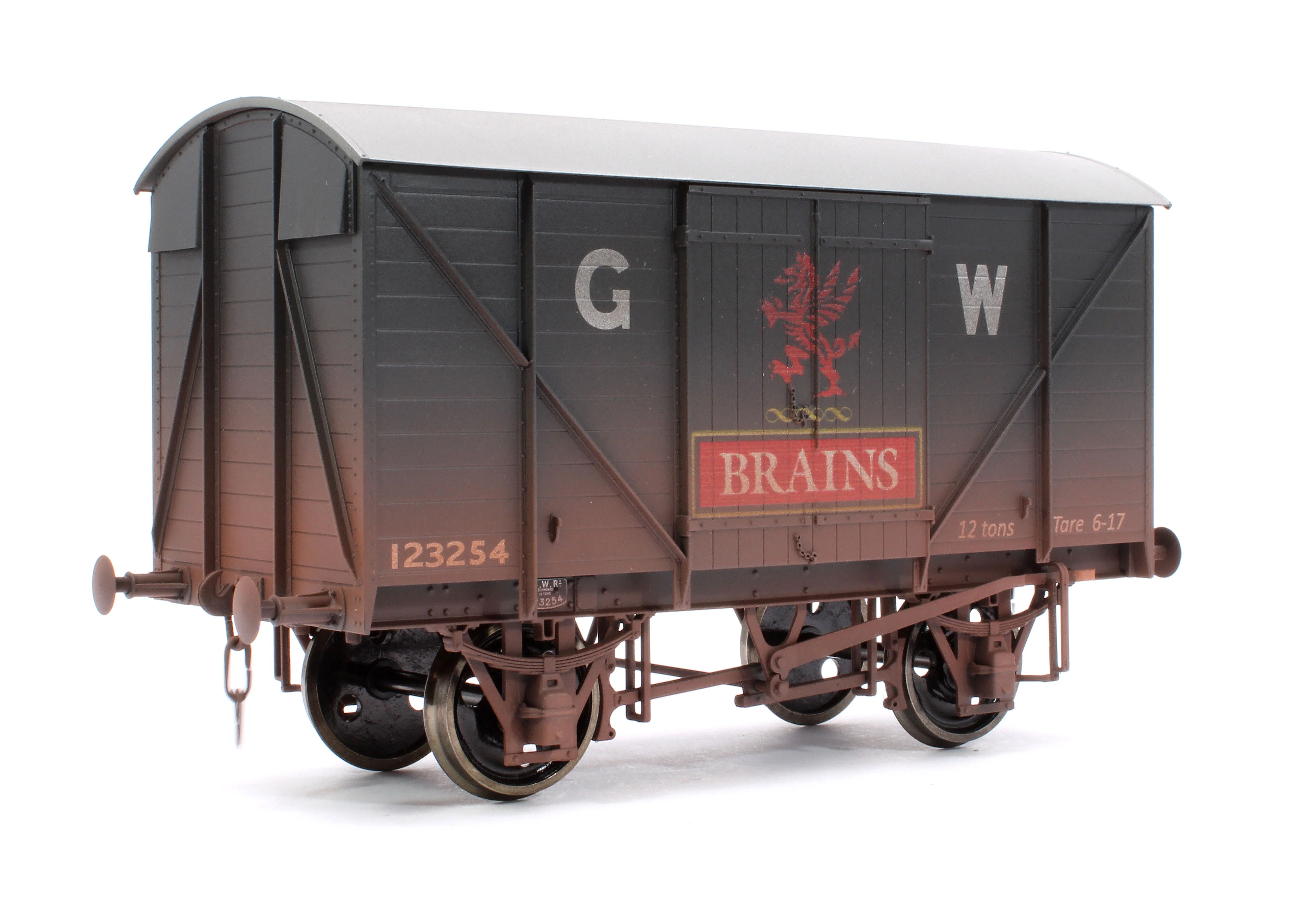 7F-066-006W Great Western Standard 12T Van Grey Brains SA - Weathered - Image 3