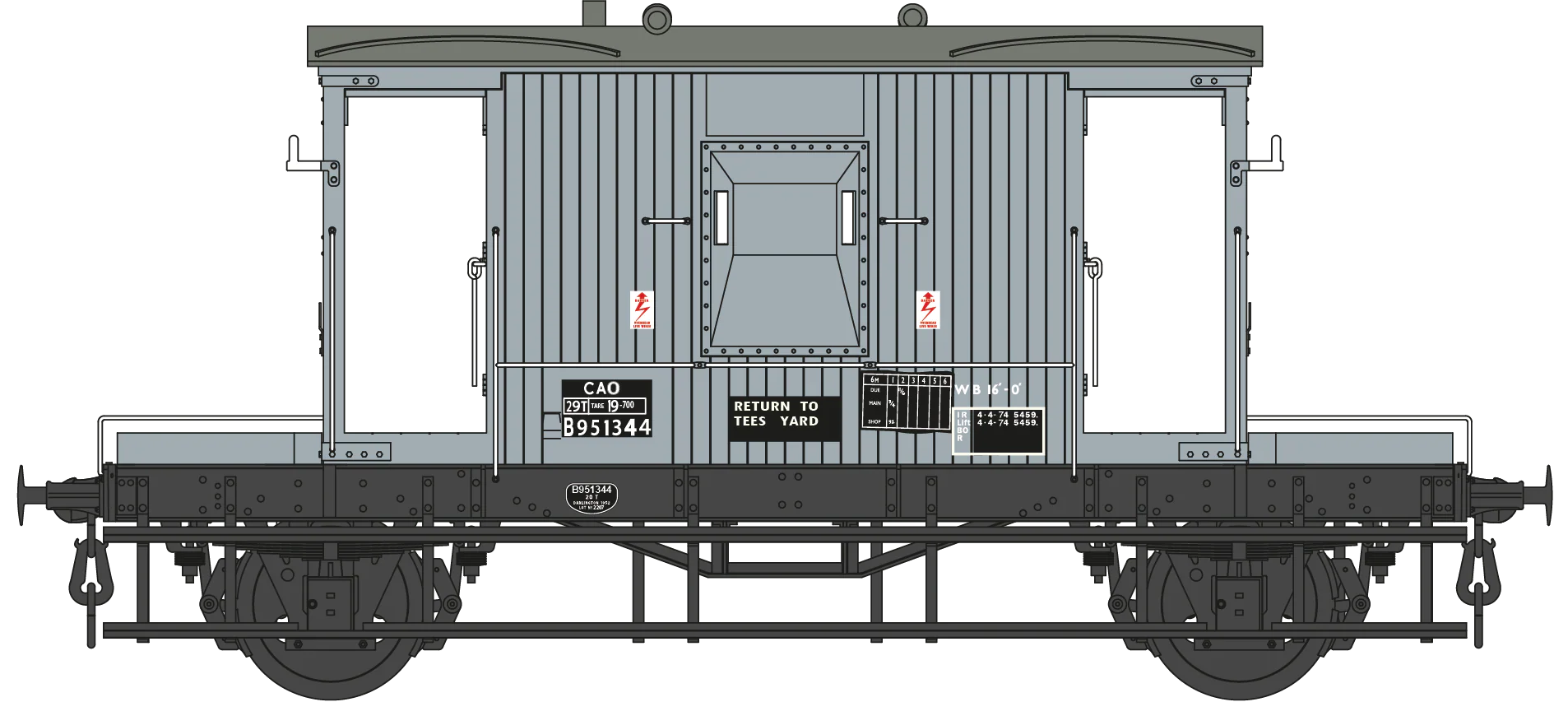 7F-200-017 BR 20T Brake Van Diagram 1/504 B951344 BR Grey CAO