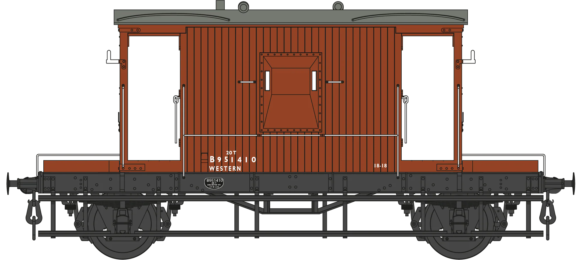 7F-200-019 BR 20T Brake Van Diagram 1/506 B951410 BR Bauxite