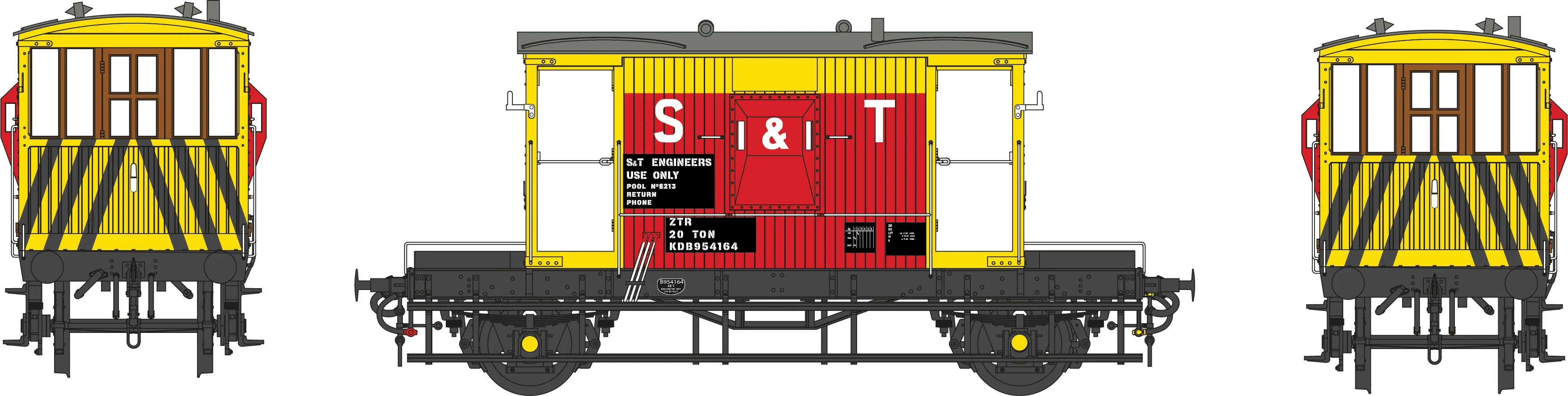 7F-200-022 BR 20T Brake Van Diagram. 1/506 KDB 954164 S & T Red/Yellow ZTR - Image 2