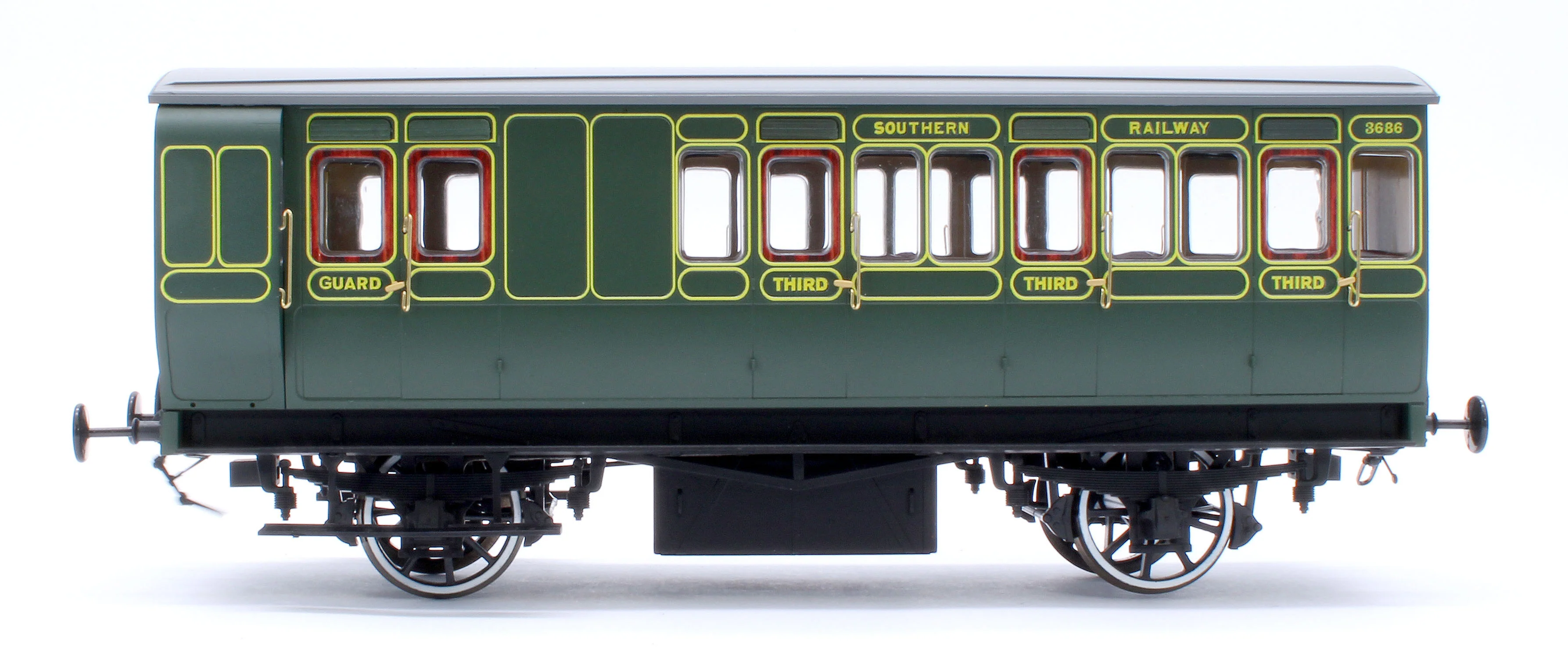 7P-020-553 Stroudley 4 Wheel Electrically Lit Brake 3rd Southern Lined Green 3686 - Image 2