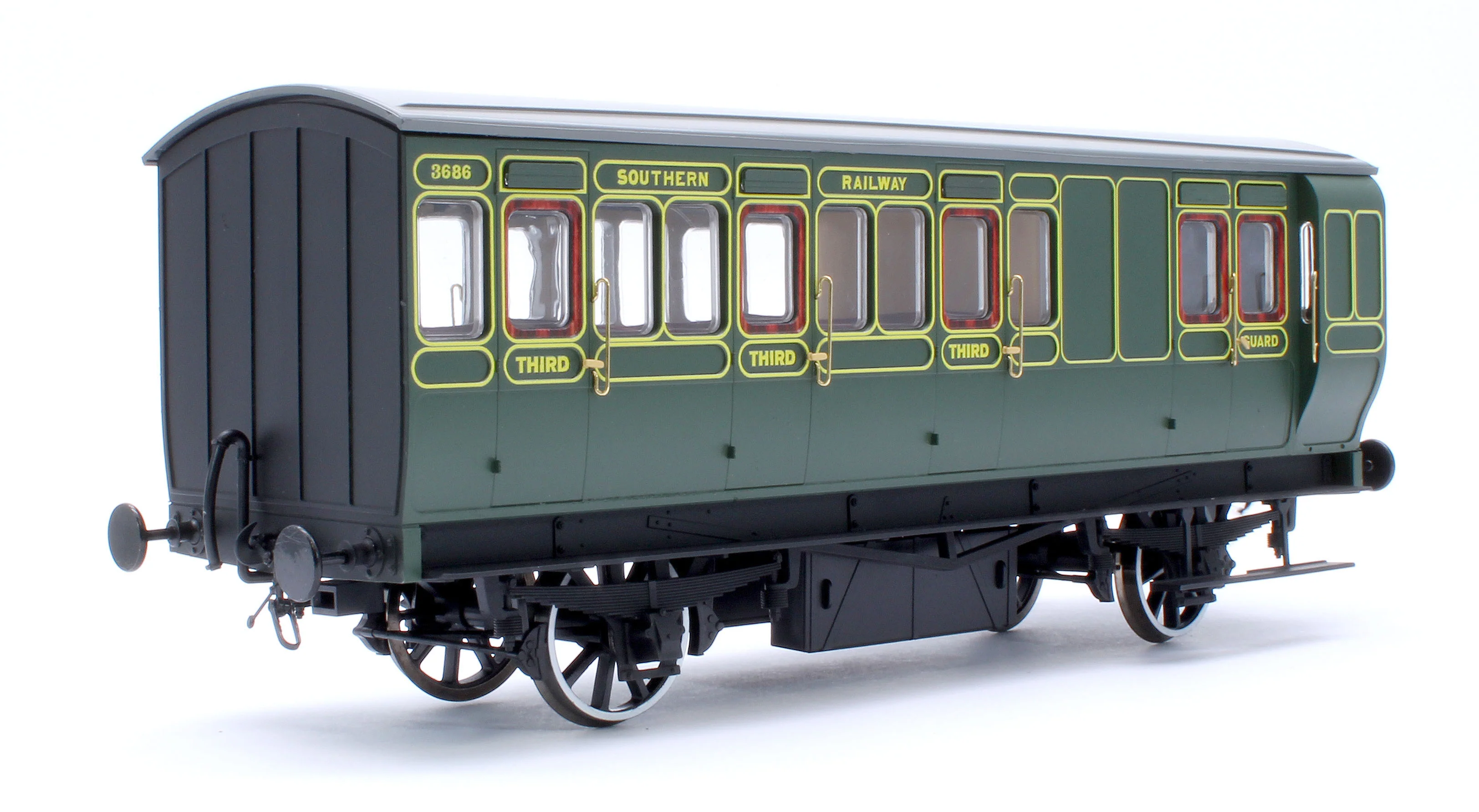 7P-020-553 Stroudley 4 Wheel Electrically Lit Brake 3rd Southern Lined Green 3686 - Image 3