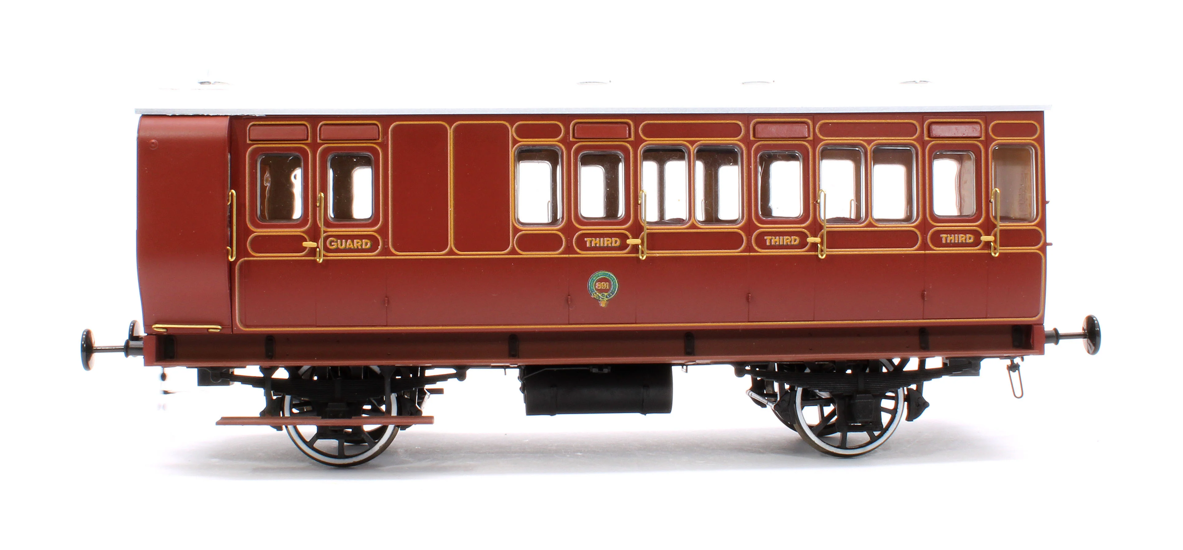 7P-020-580L Stroudley 4 Wheel Gas Lit Brake 3rd Lined Brown 891 (Light Bar Fitted) - Image 2