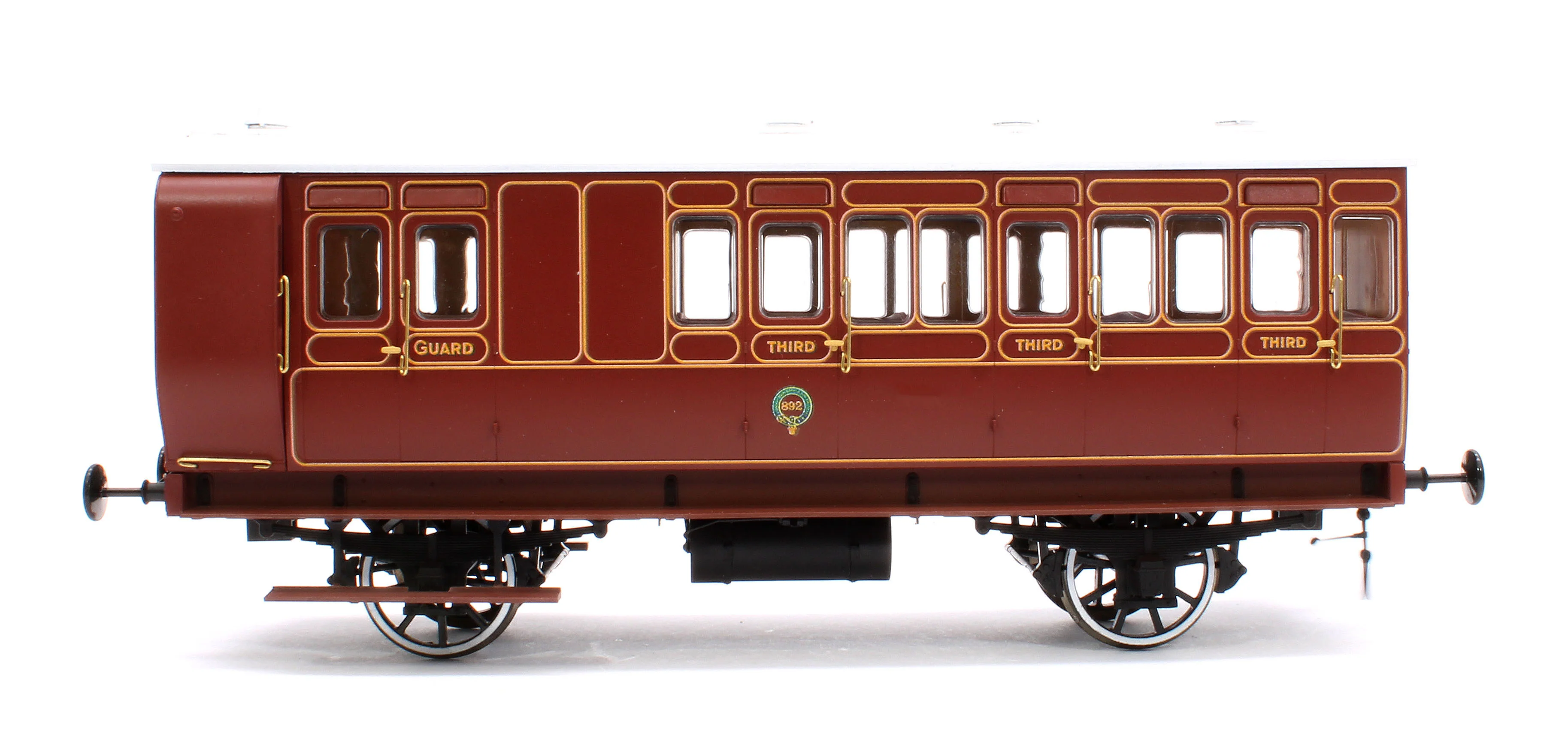 7P-020-581L Stroudley 4 Wheel Gas Lit Brake 3rd Lined Brown 892 (Light Bar Fitted) - Image 2