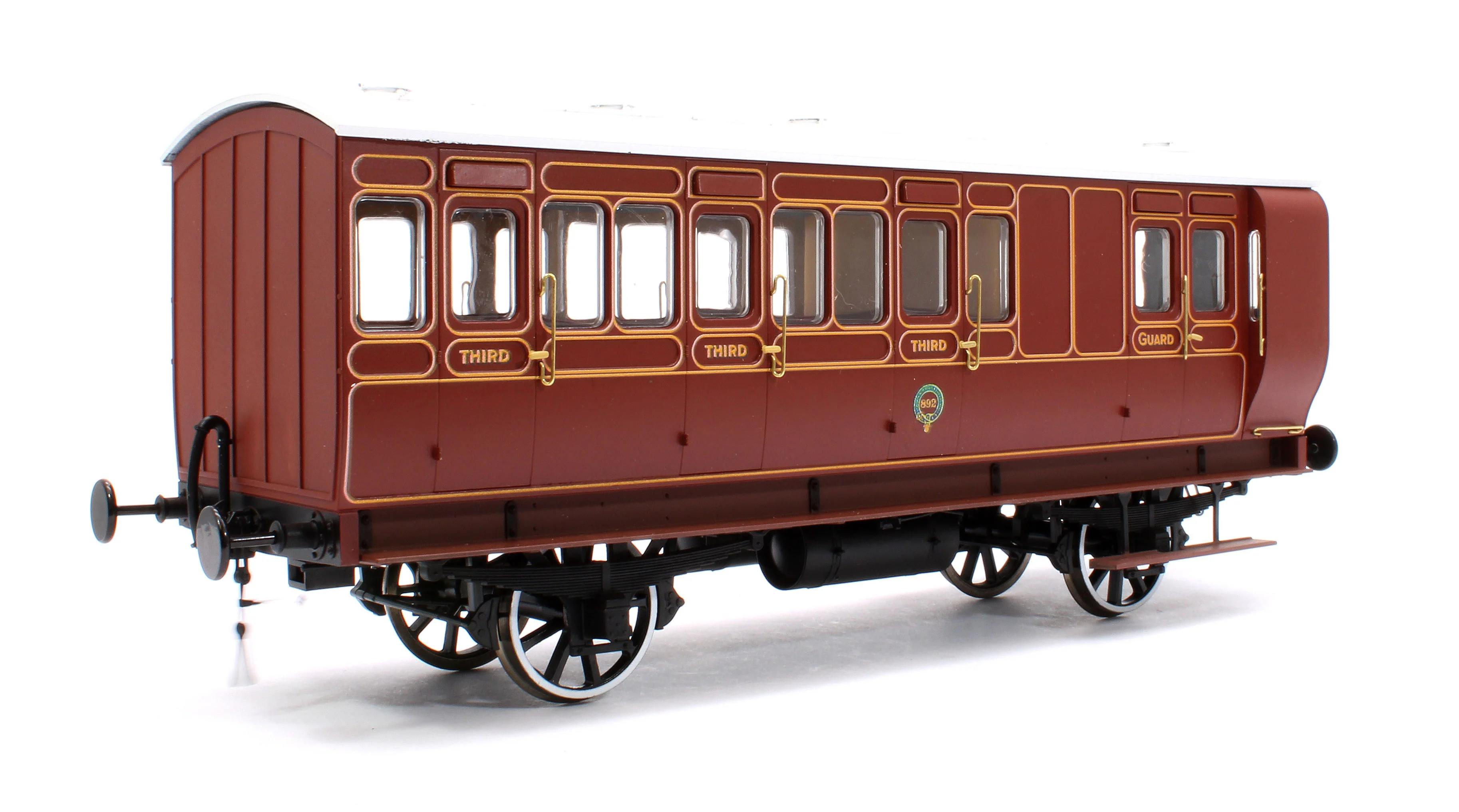 7P-020-581L Stroudley 4 Wheel Gas Lit Brake 3rd Lined Brown 892 (Light Bar Fitted) - Image 3