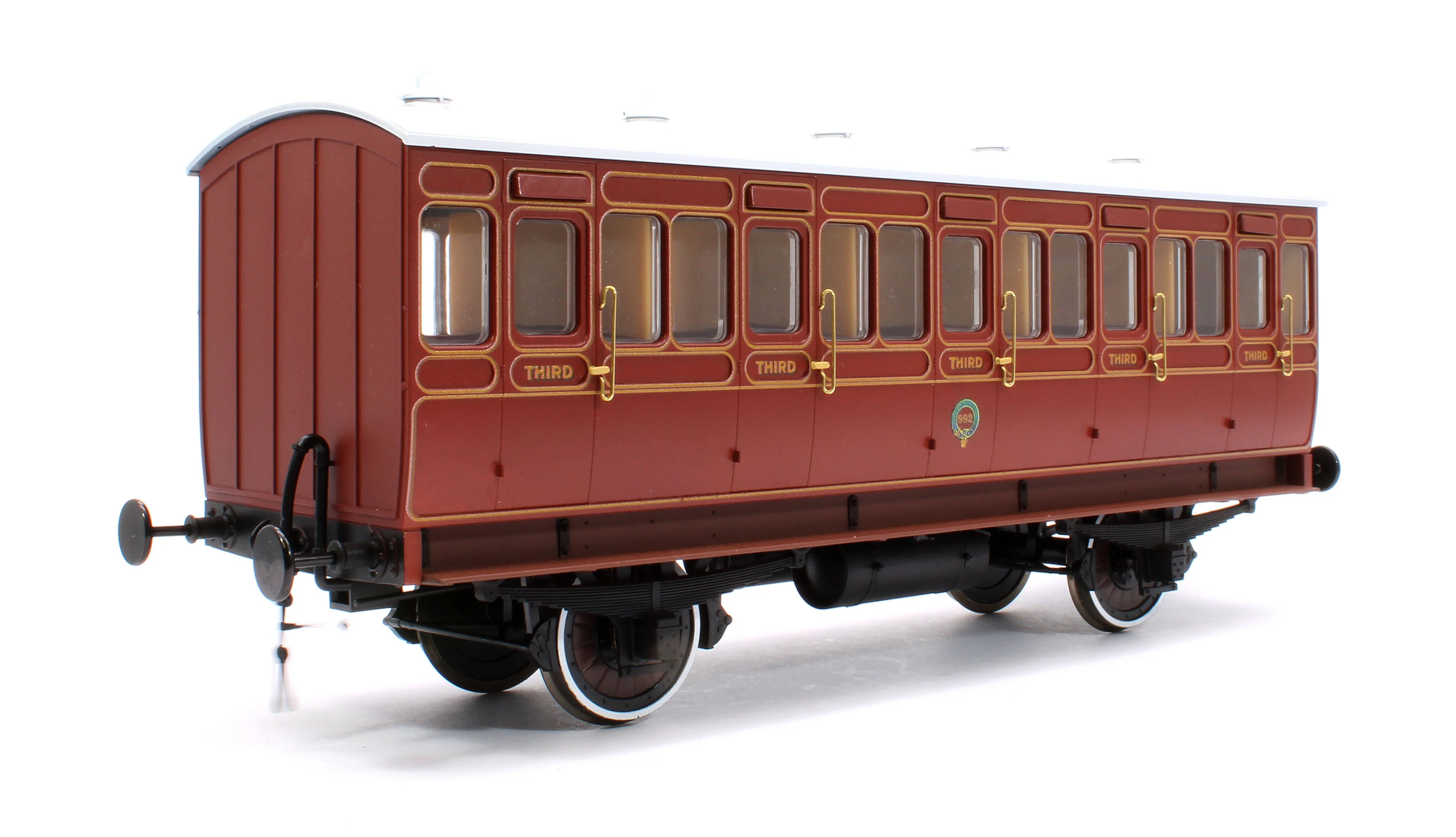 7P-020-680D Stroudley 4 Wheel Gas Lit 3rd Lined Brown 992 (Light Bar Fitted) - DCC Fitted - Image 3
