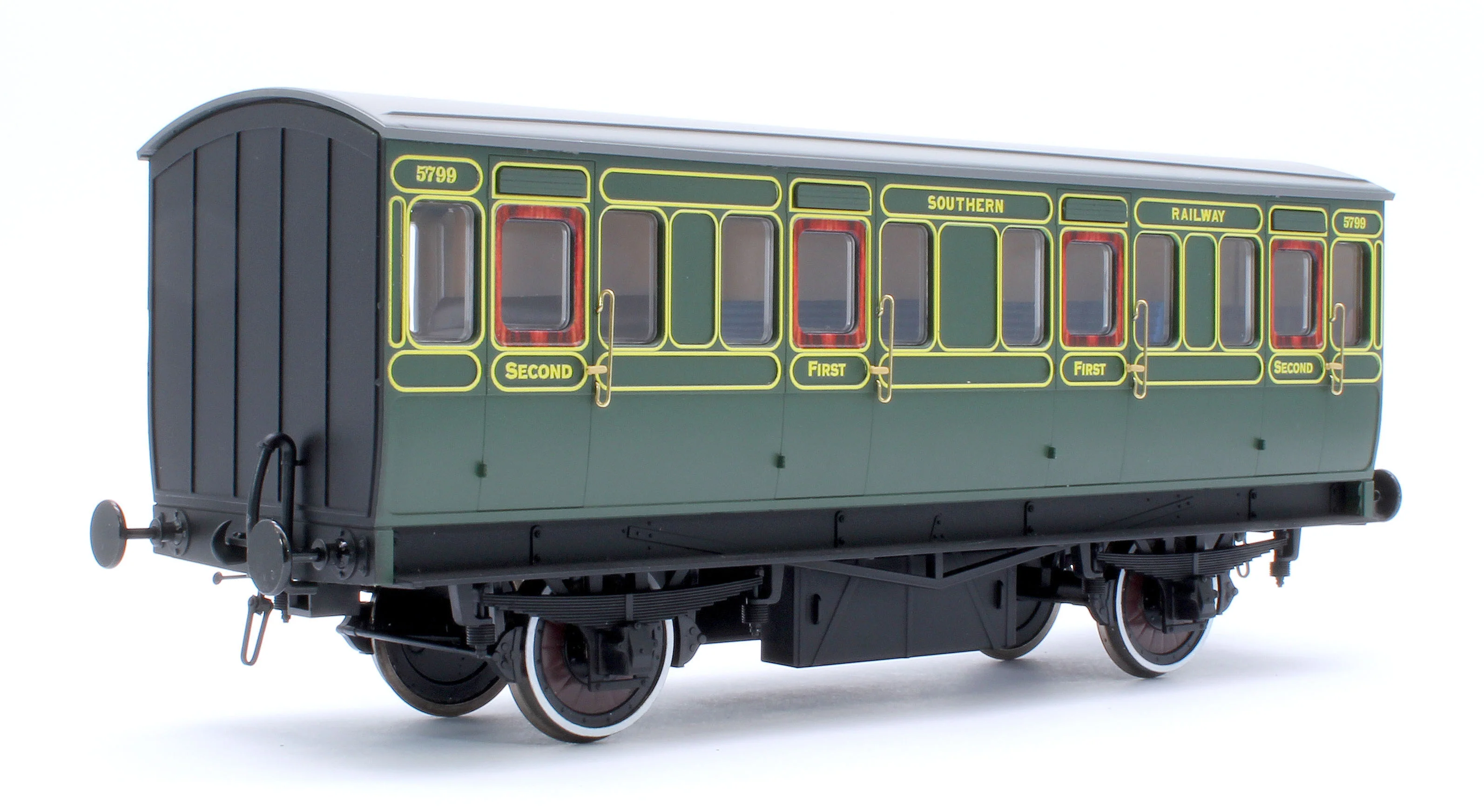 7P-020-851D Stroudley 4 Wheel Electrically Lit Composite Southern Lined Green 5799 - DCC & Light Bar Fitted