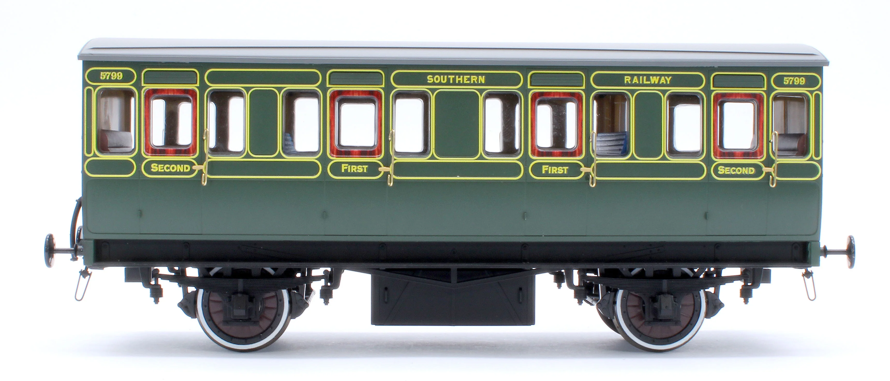 7P-020-851D Stroudley 4 Wheel Electrically Lit Composite Southern Lined Green 5799 - DCC & Light Bar Fitted - Image 2