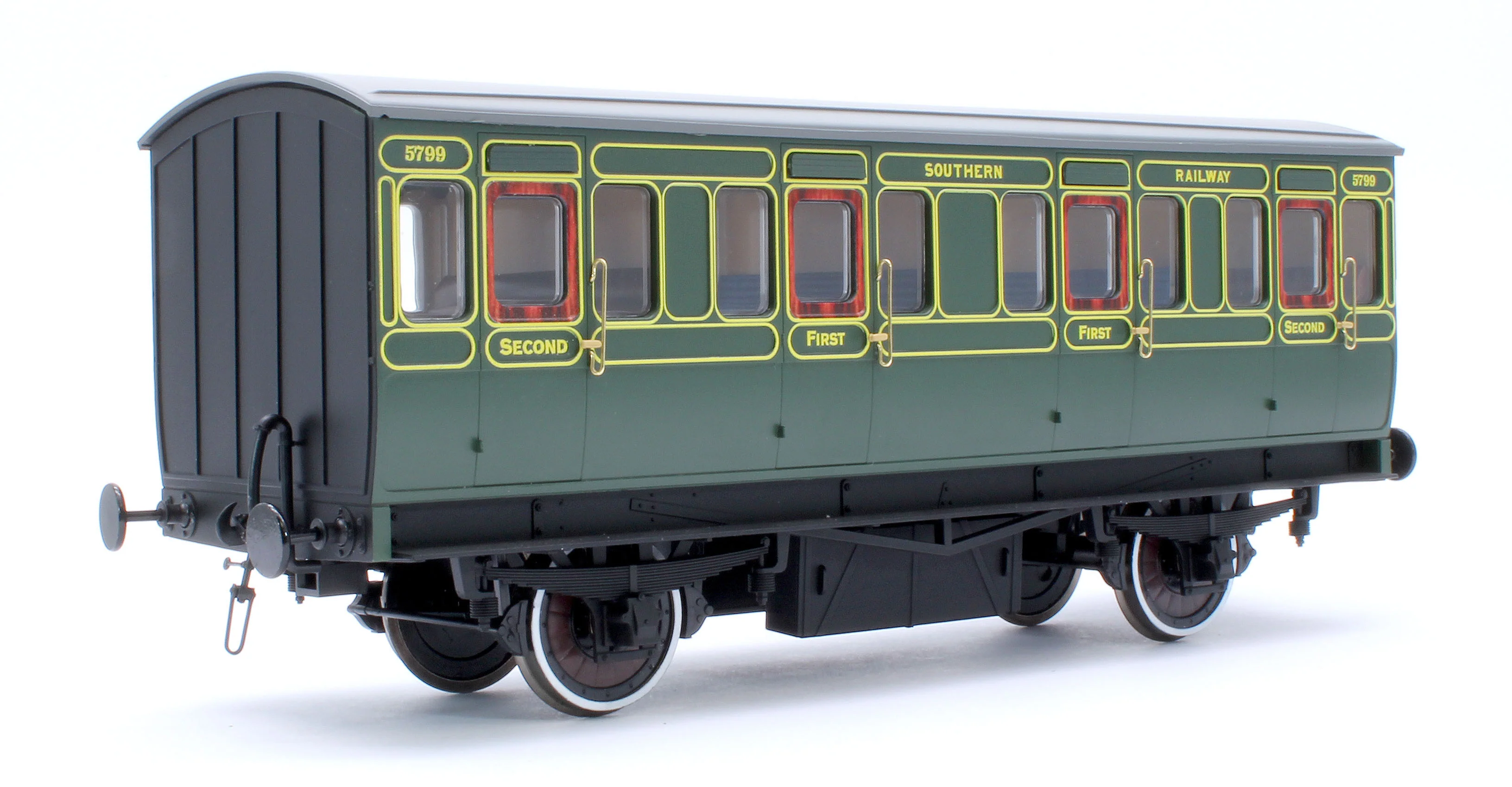 7P-020-851D Stroudley 4 Wheel Electrically Lit Composite Southern Lined Green 5799 - DCC & Light Bar Fitted - Image 3