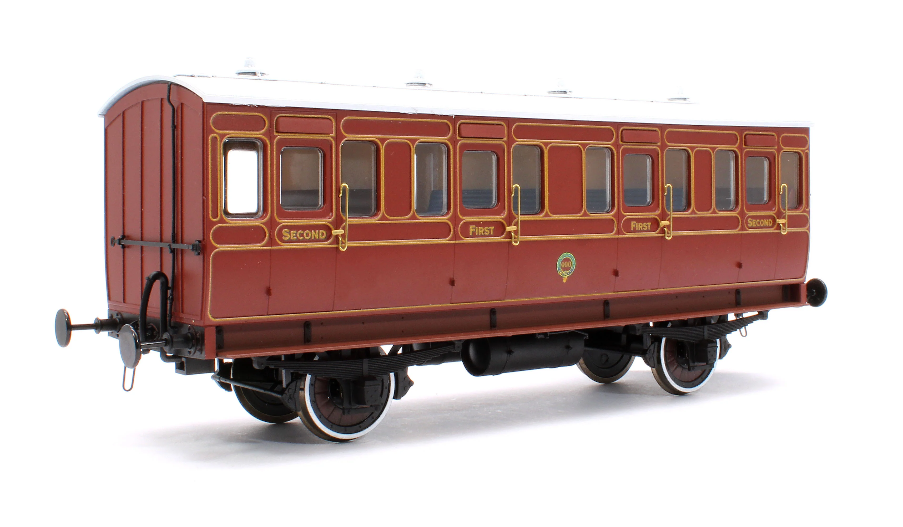 7P-020-880D Stroudley 4 Wheel Gas Lit Composite Lined Brown 400 (Light Bar Fitted) - DCC Fitted