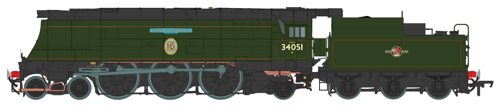 BL-002-007 Black Label Battle of Britain Winston Churchill 34051 BR Green Totem Steam Locomotive - DCC Sound & Smoke - Image 13