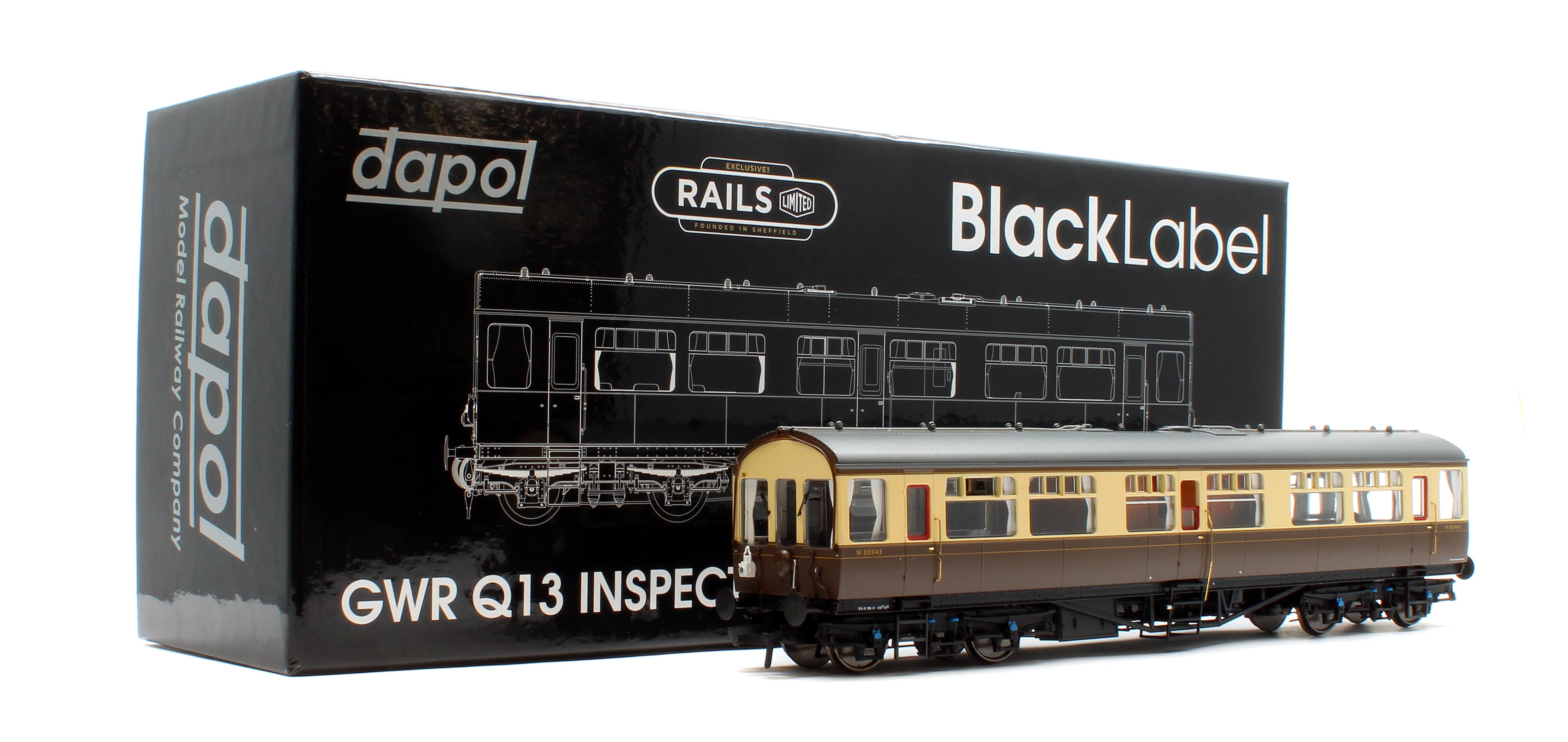 BL-201-001 Black Label GWR Great Western Q13 Inspection Saloon, BR WR Chocolate & Cream W80943