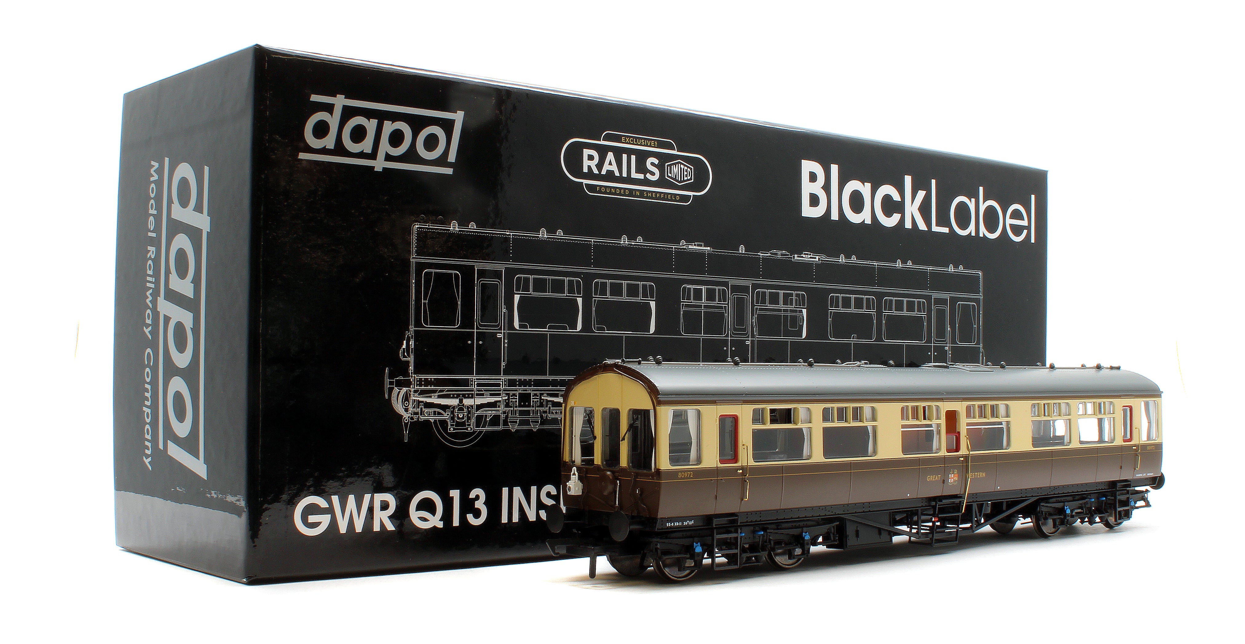BL-201-006 Black Label GWR Great Western Q13 Inspection Saloon, GWR Chocolate & Cream (Twin Cities) 80972