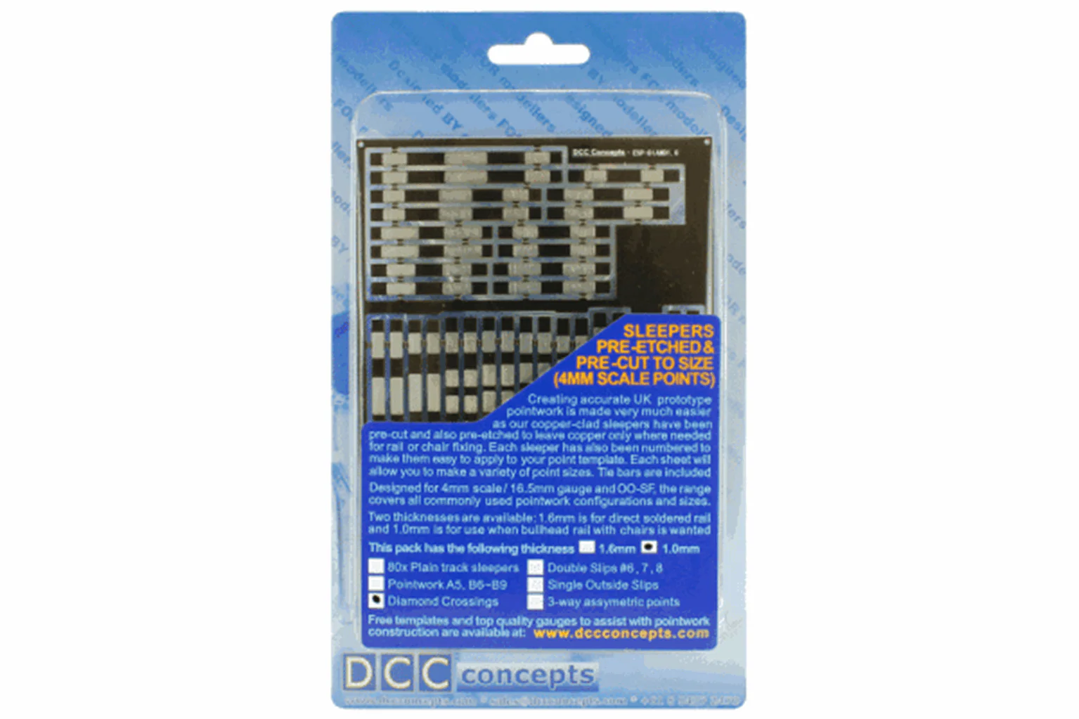 ESP-DIAMD1.0 Pre-Etched Sleepers 1.0mm (4mm scale) Diamond Crossing - Image 2