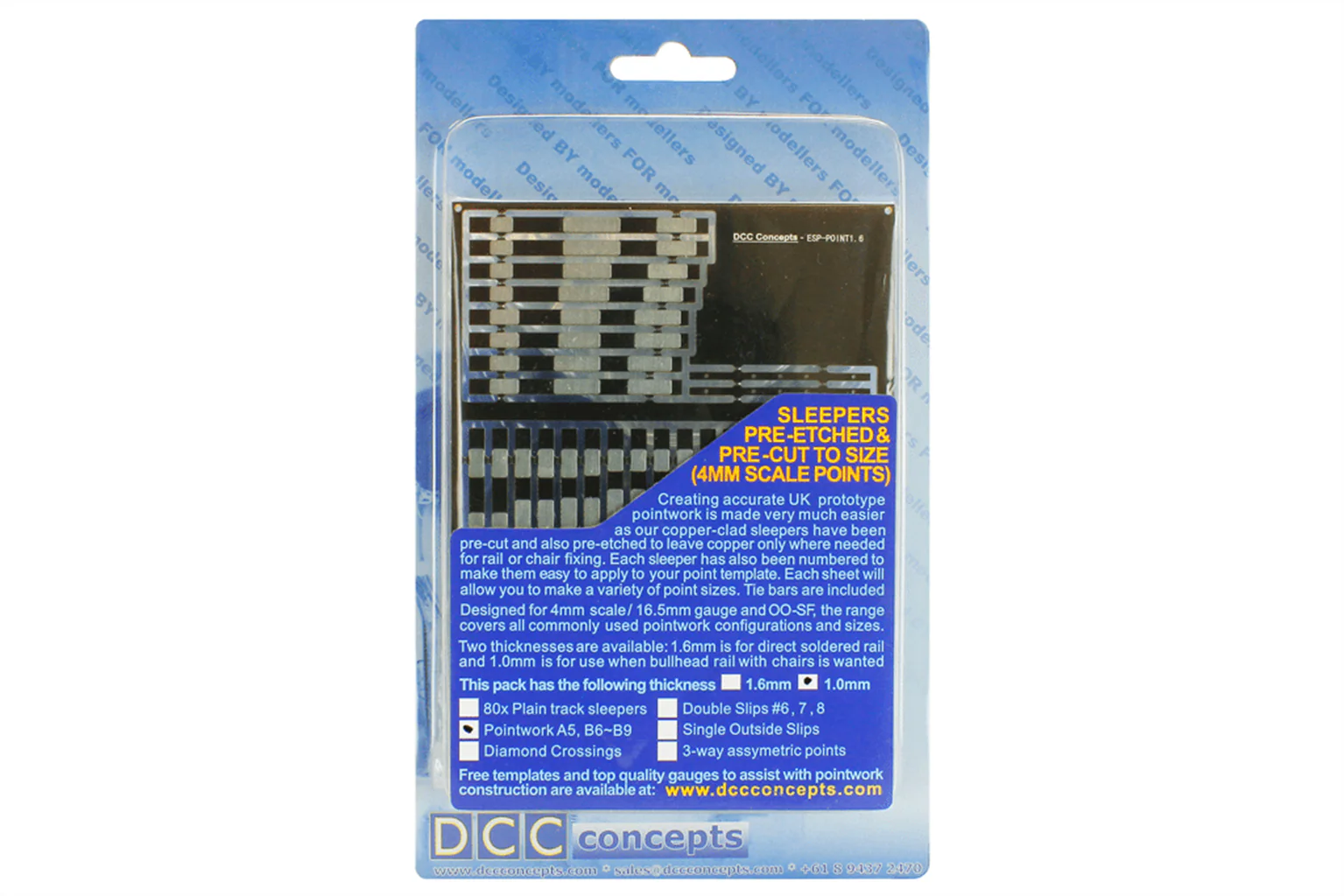 ESP-POINT1.0 Pre-Etched Sleepers 1.0mm (4mm scale) B9 to A5 Points - Image 2