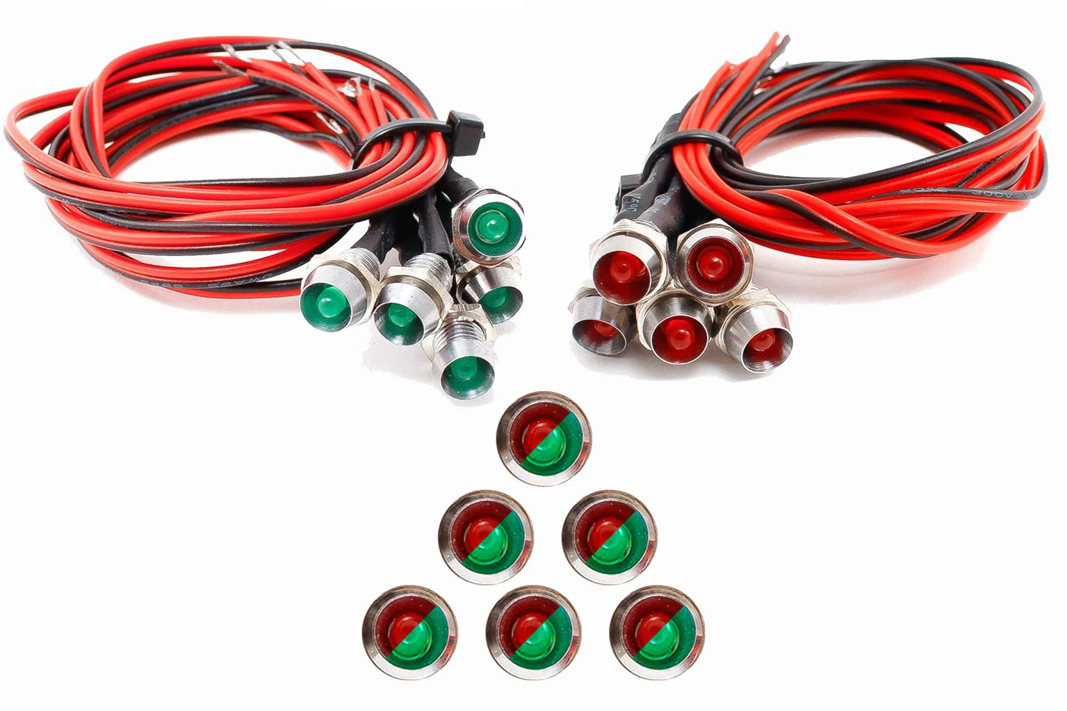 LED-RGCP Chrome Mounted Panel 6x Pre-wired Red/Green