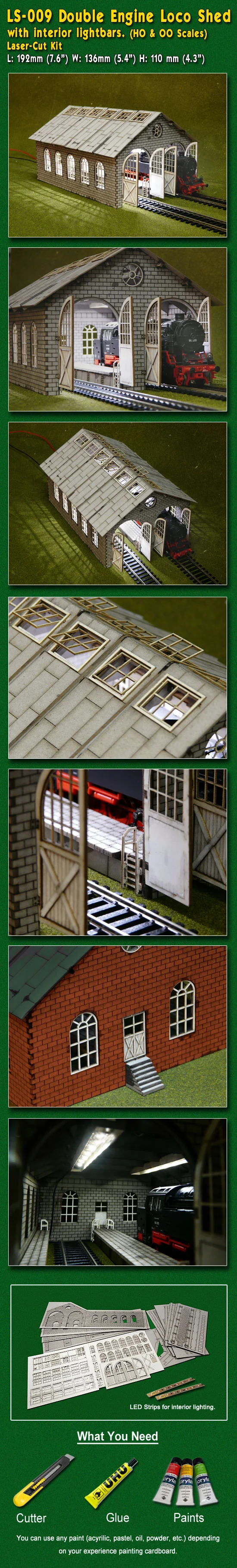 PLS-009 Double Engine Loco Shed Laser-Cut Kit HO-OO - Image 2