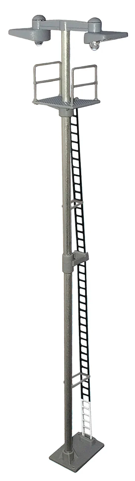 BL02B Eckon Dustpan Twin Head Tall Yard Lamp (Yellow Led) (Black Ladder White Base)