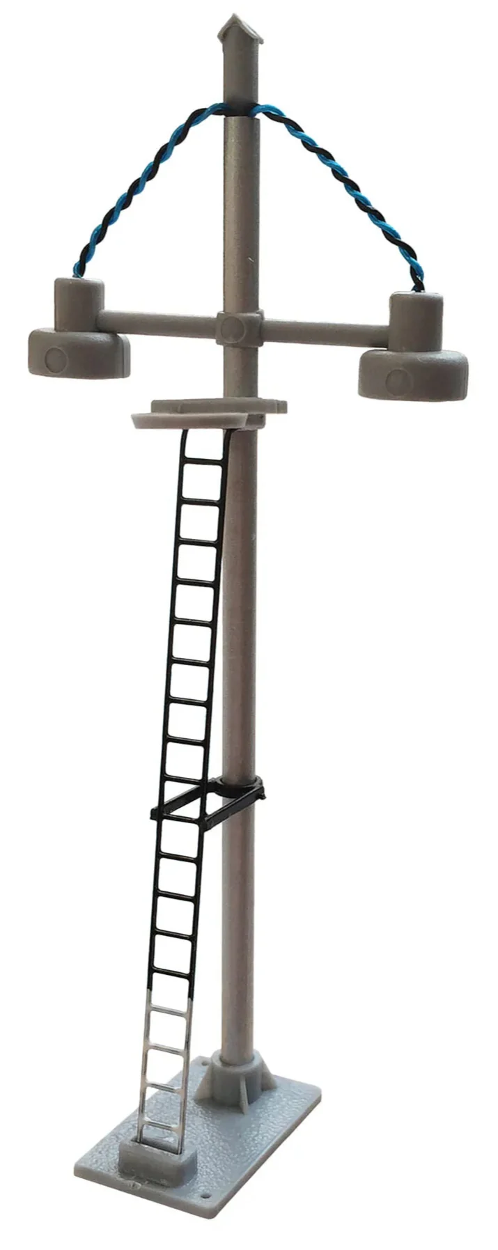 BL19B Eckon Double Bowl Head Short Yard Lamp (Black Ladder With White Base)