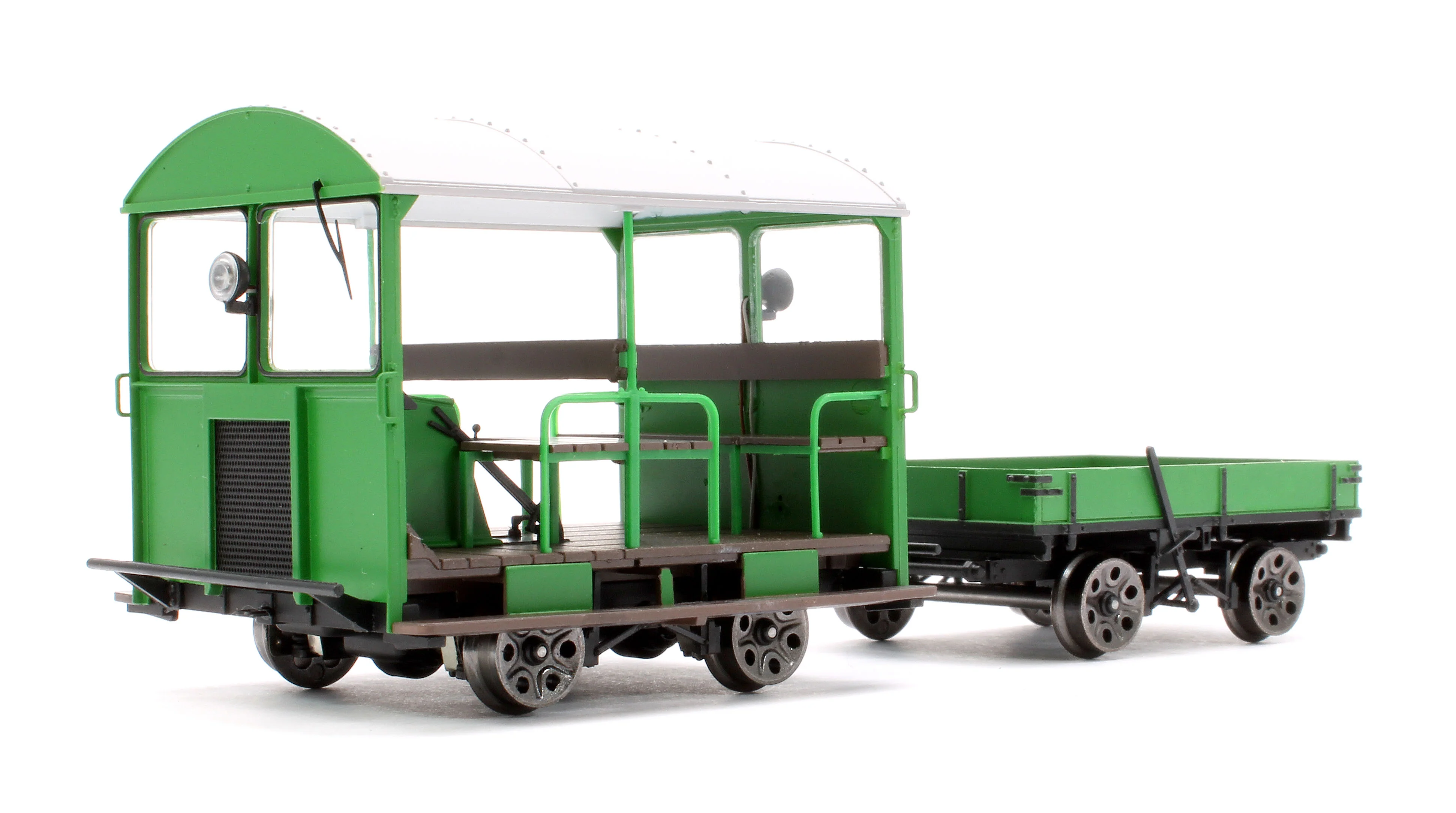 E1017U Wickham Trolley & Trailer, BR (SR) Green Un-numbered